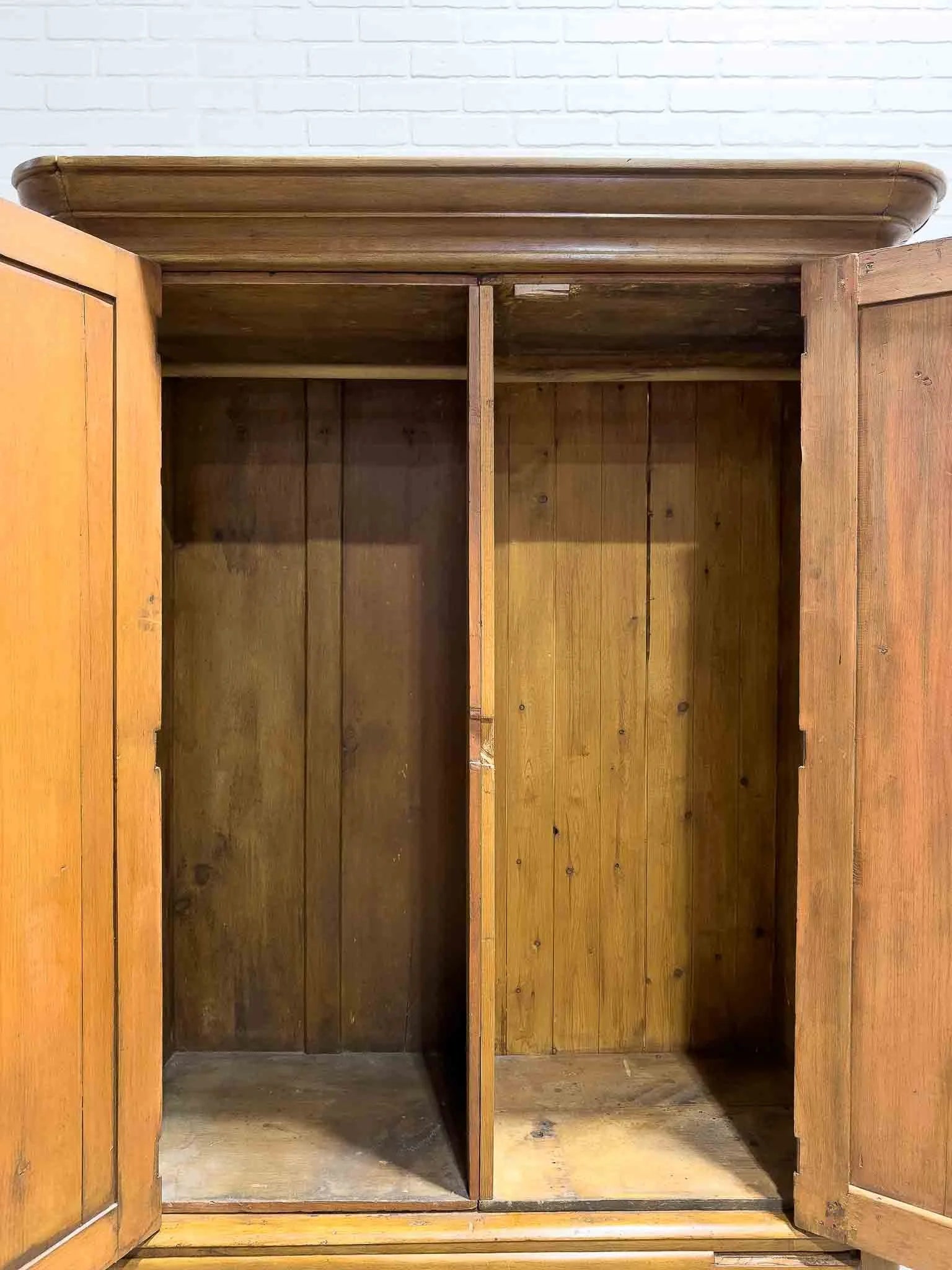 Antique pine wardrobe on tulip feet