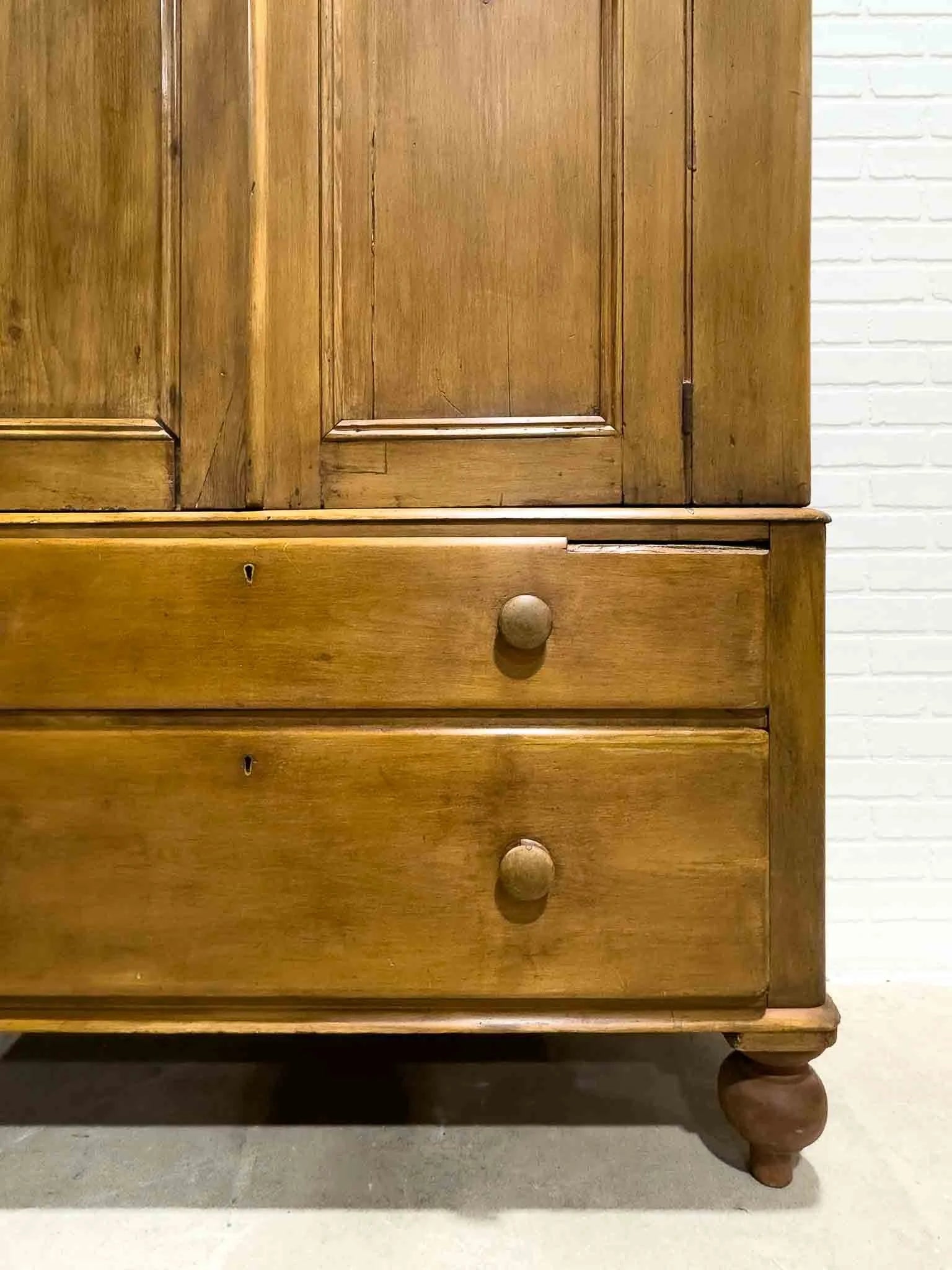 Antique pine wardrobe on tulip feet
