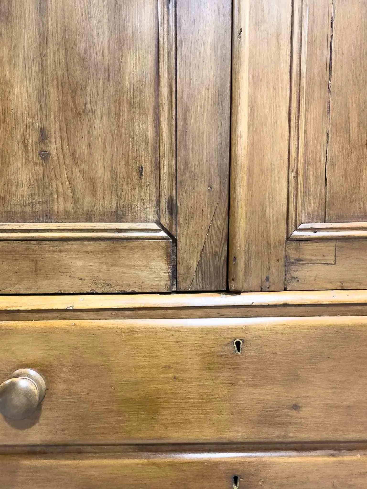 Antique pine wardrobe on tulip feet