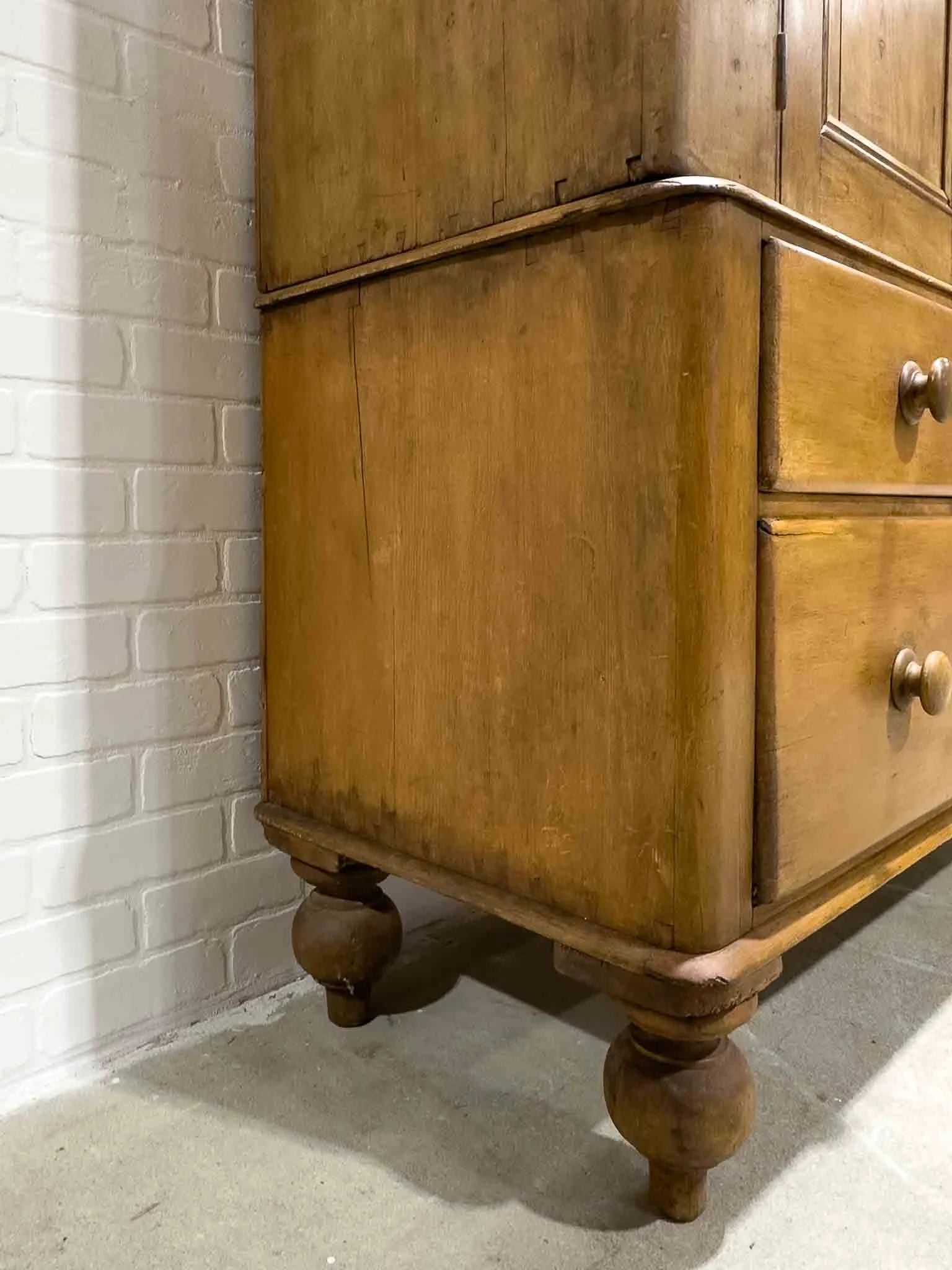 Antique pine wardrobe on tulip feet