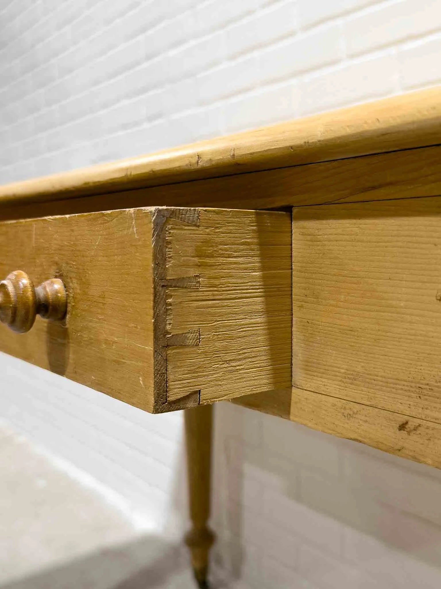 English pine side table with turned legs