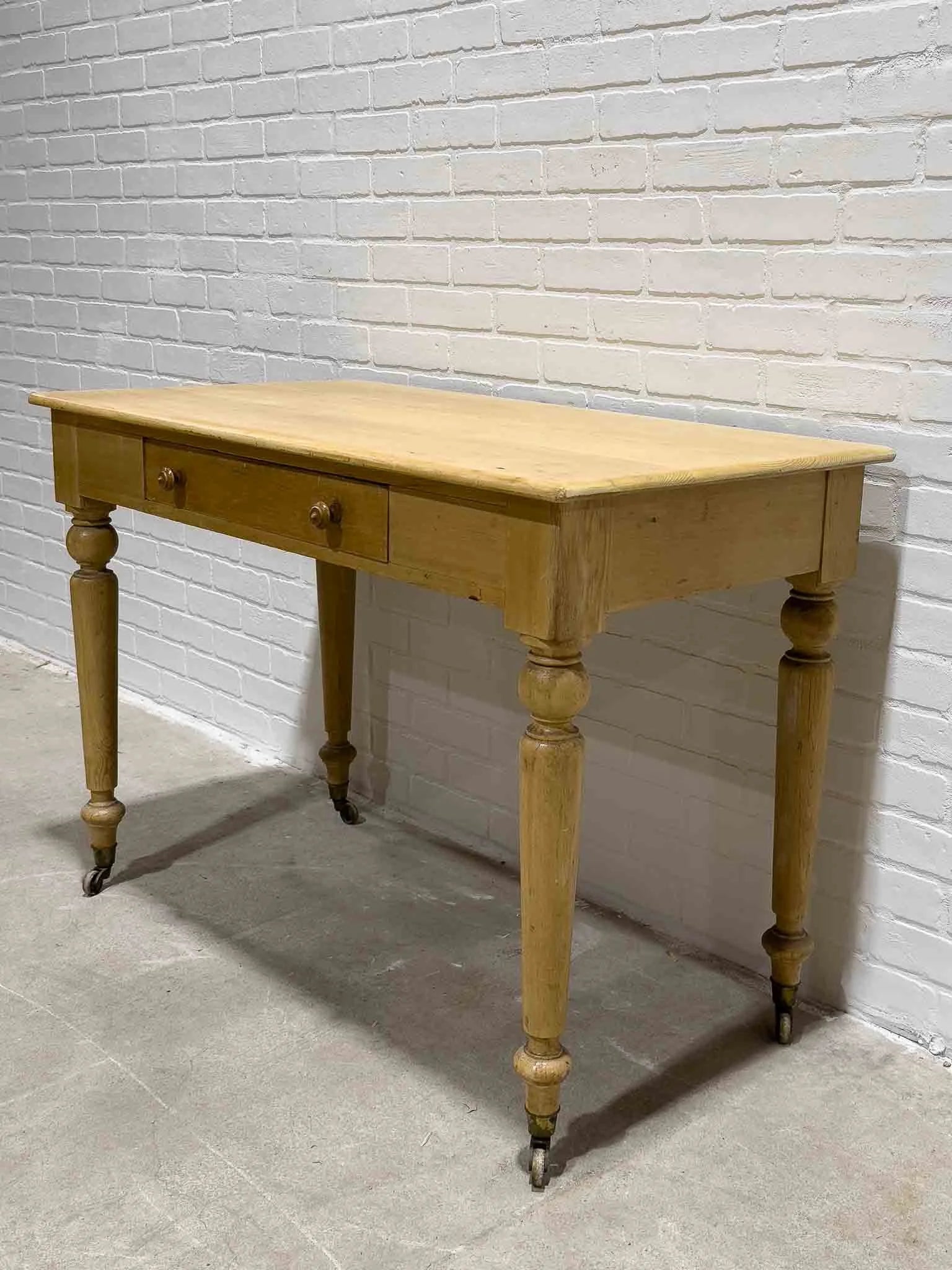 English pine side table with turned legs