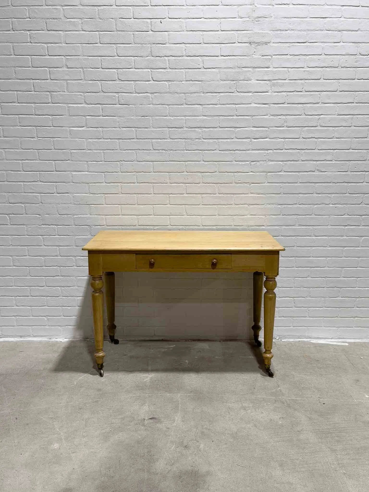 English pine side table with turned legs