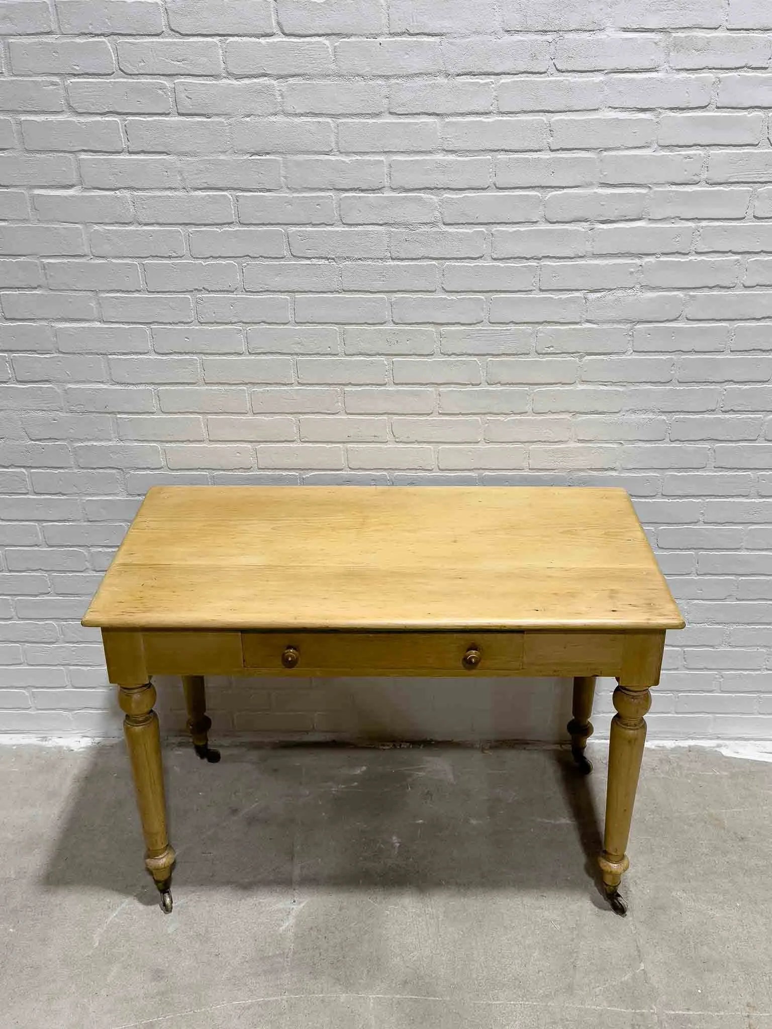 English pine side table with turned legs