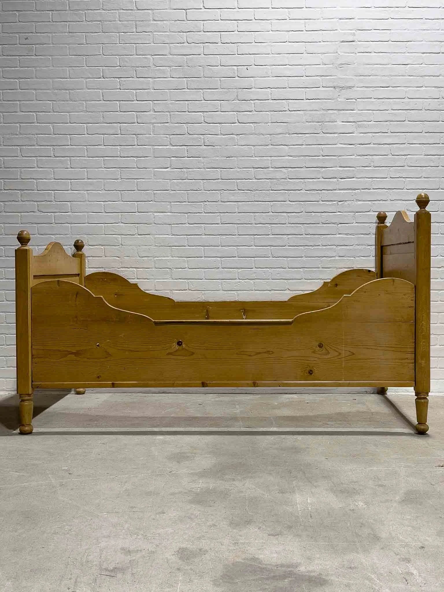 English pine sleigh bed