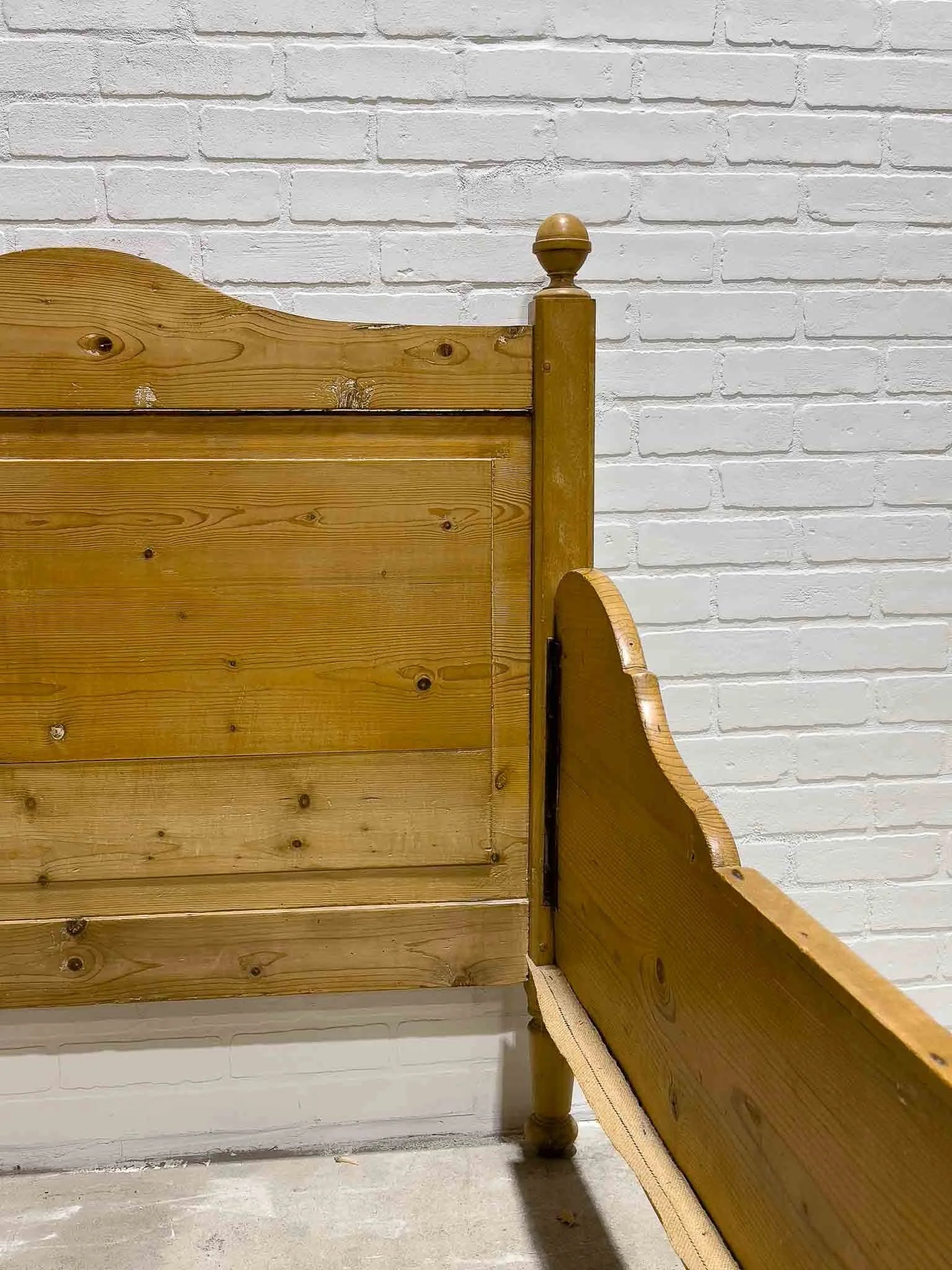 English pine sleigh bed
