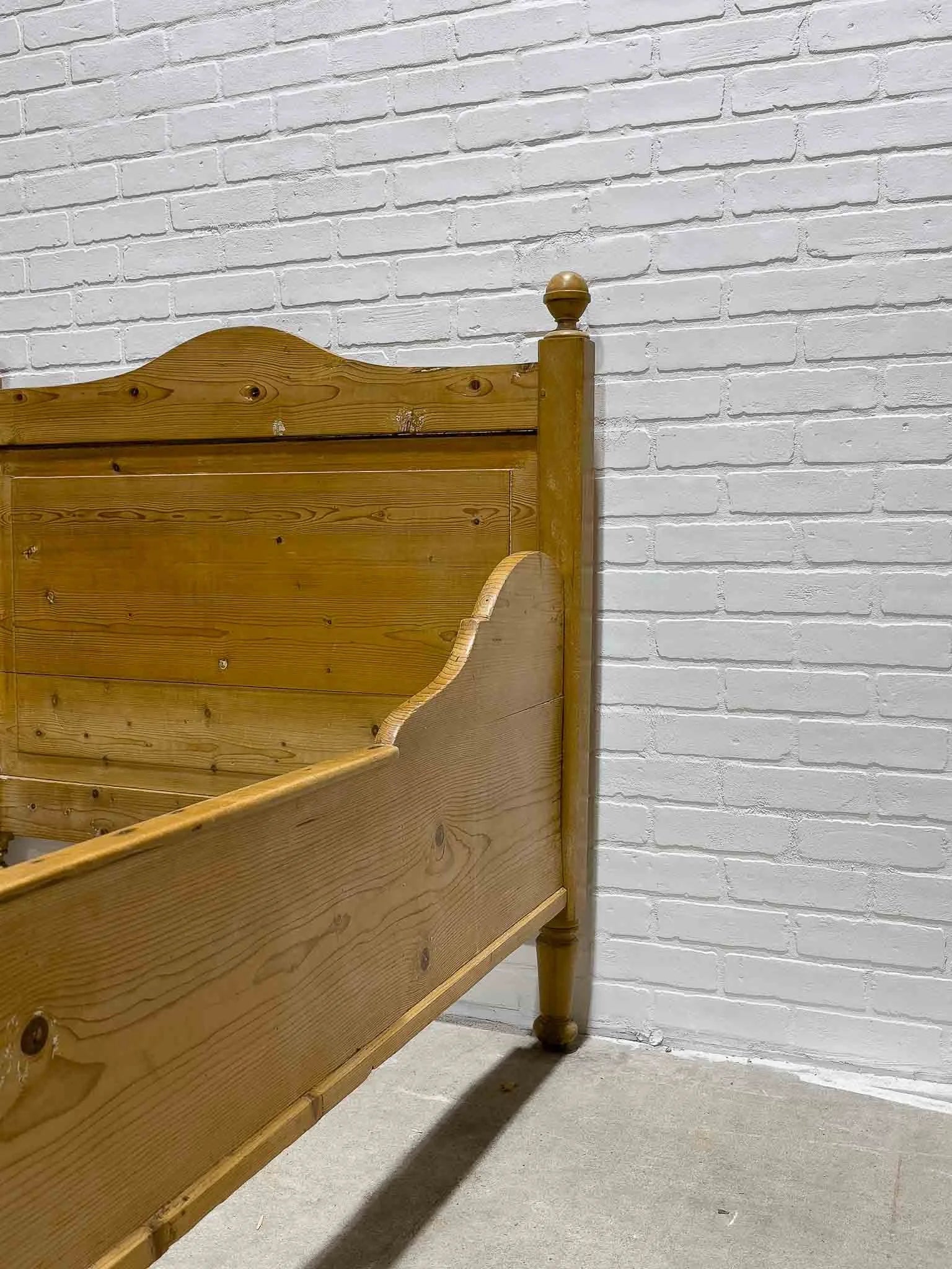 English pine sleigh bed