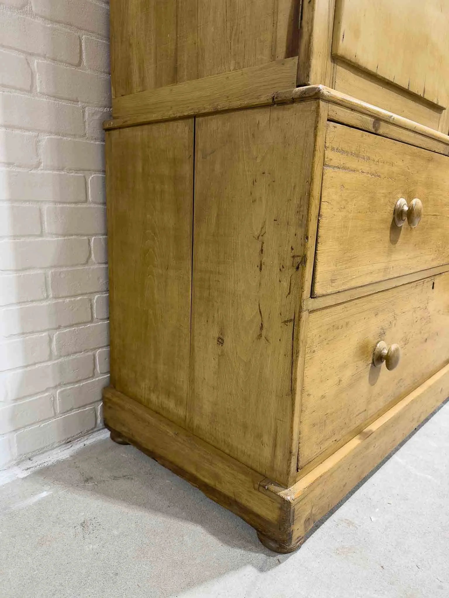 Antique English linen press with interior drawers