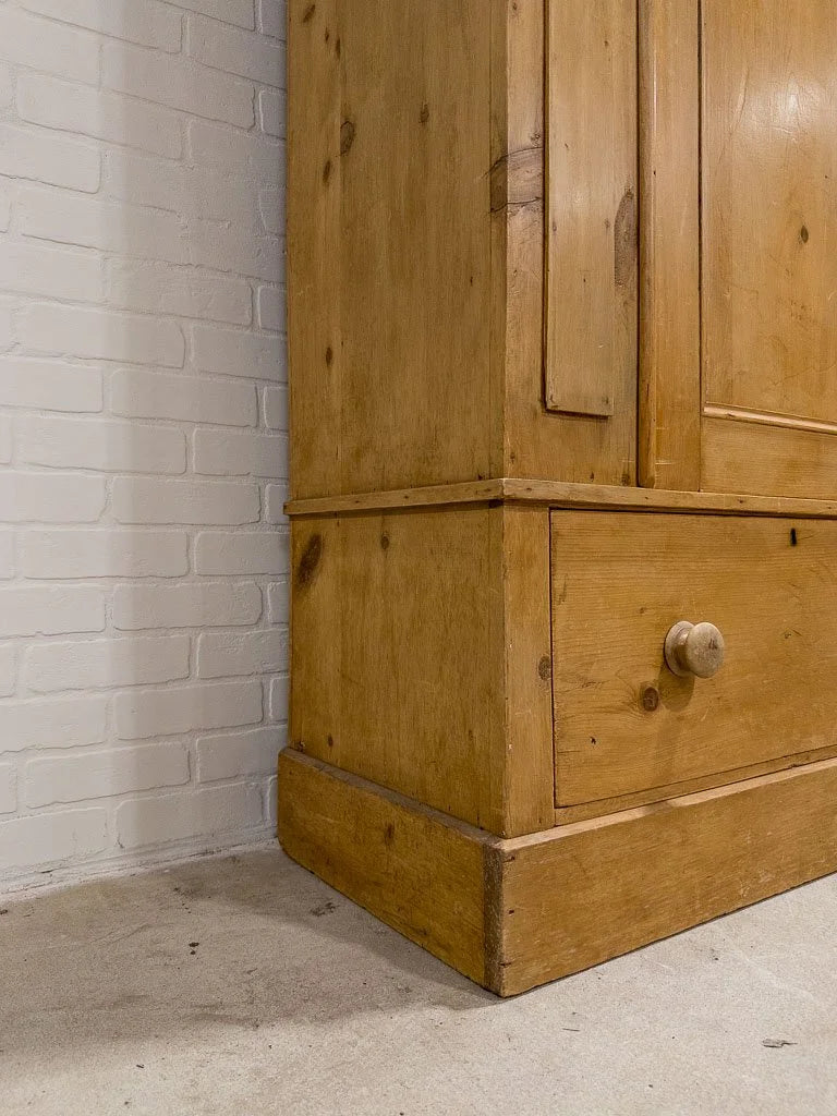 Victorian pine wardrobe with a drawer
