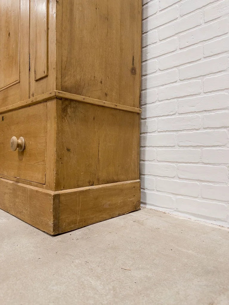Victorian pine wardrobe with a drawer