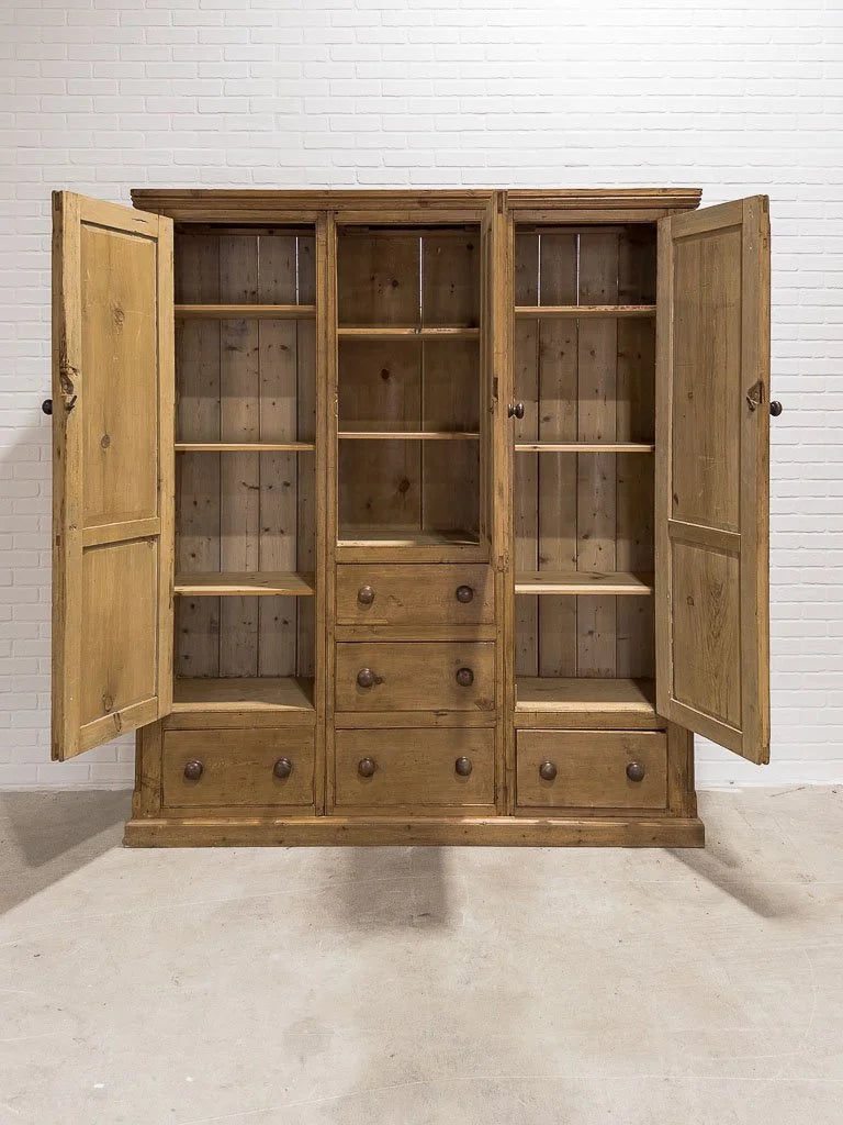 Large Victorian pine housekeepers cupboard