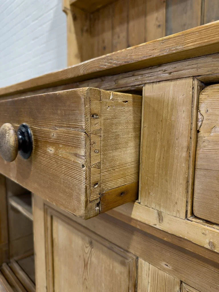 Antique pine kitchen dresser with sliding doors