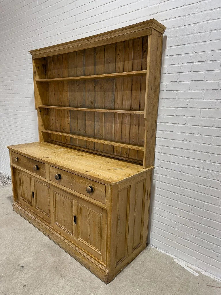 Antique pine kitchen dresser with sliding doors