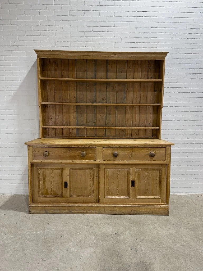 Antique pine kitchen dresser with sliding doors