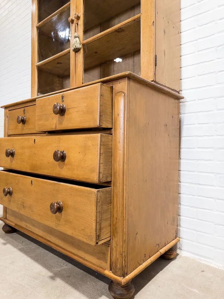 Antique English hutch with glass doors