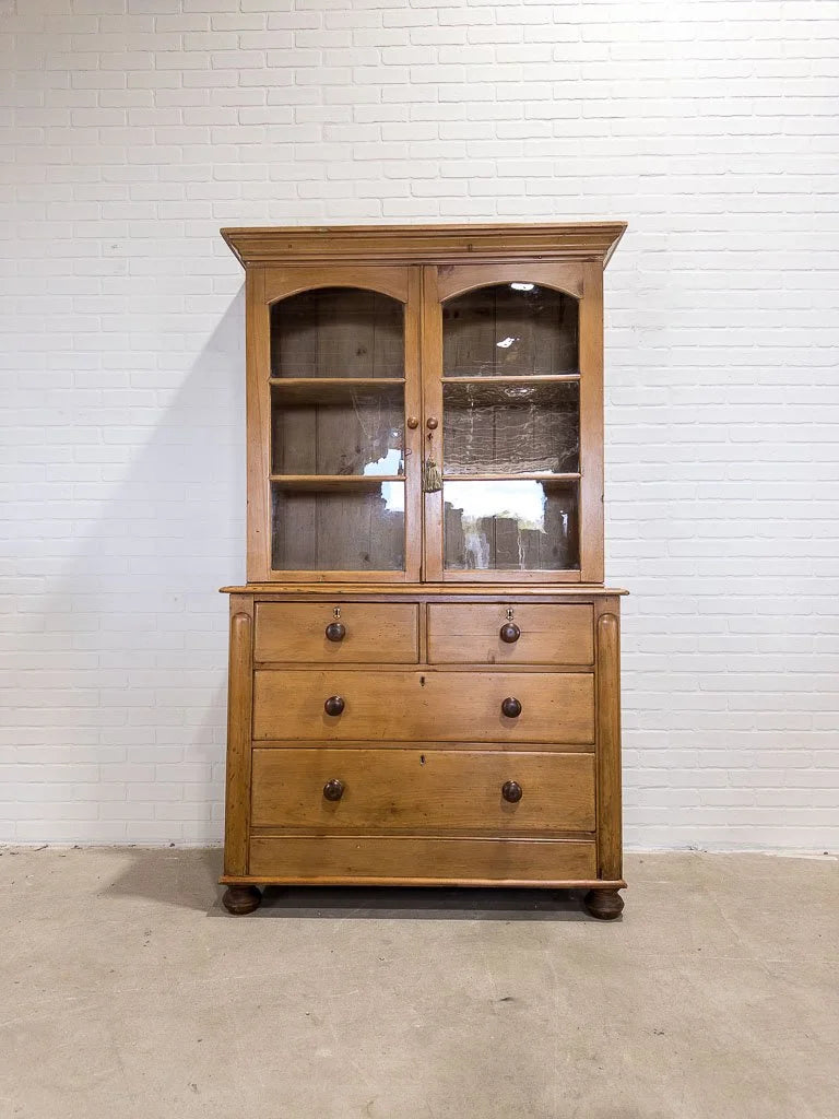 Antique English hutch with glass doors