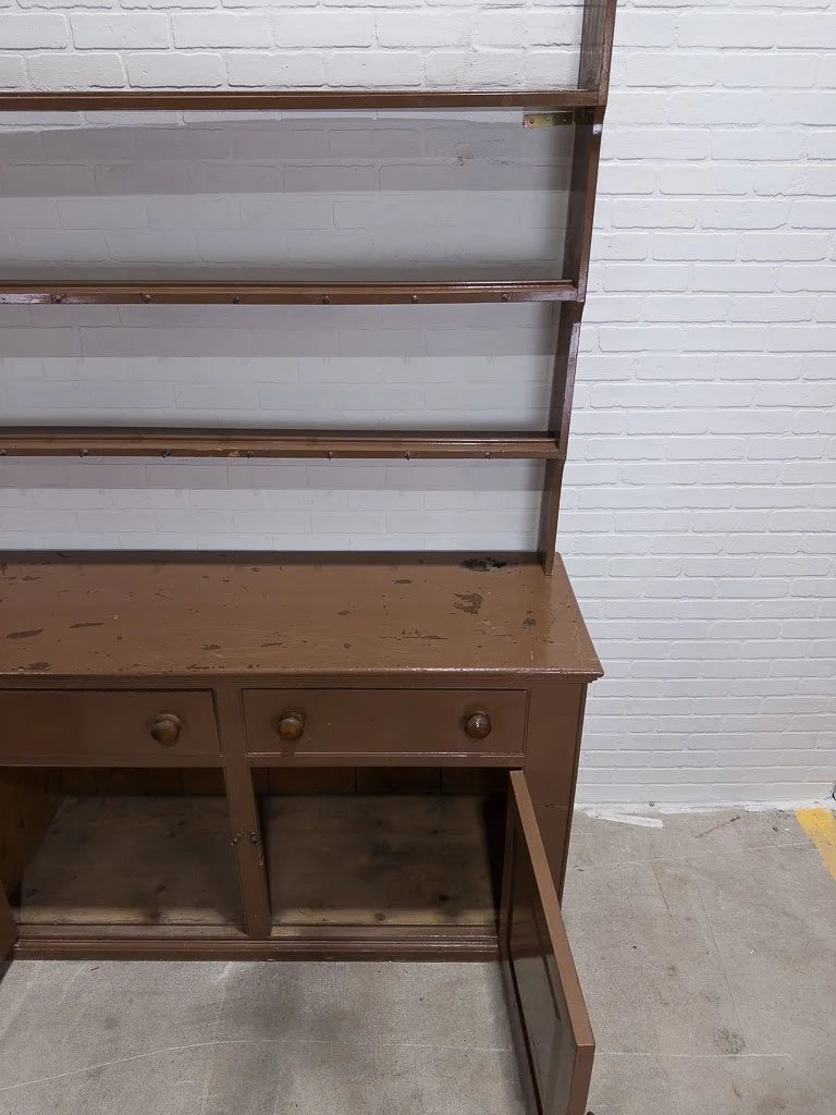 Monumental English kitchen dresser in original paint