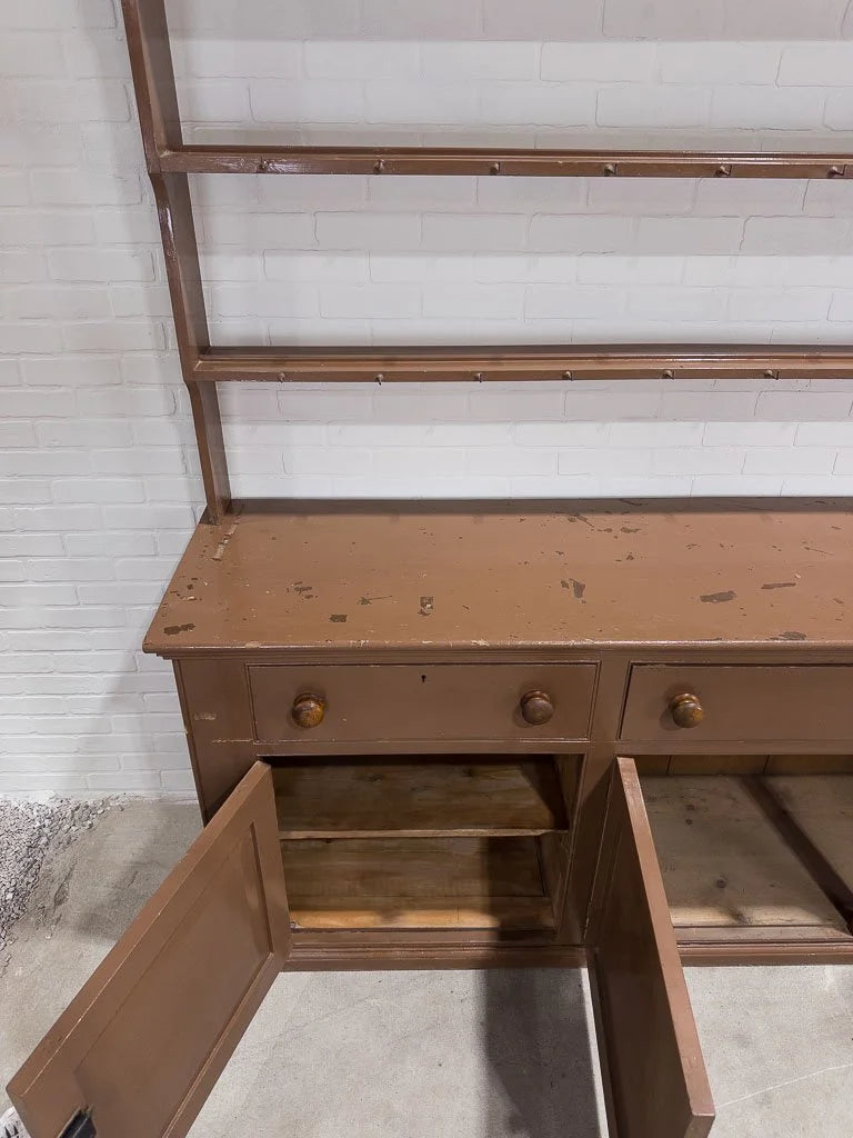 Monumental English kitchen dresser in original paint