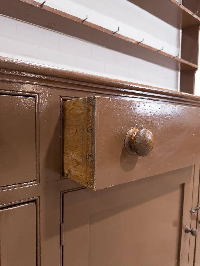 Monumental English kitchen dresser in original paint