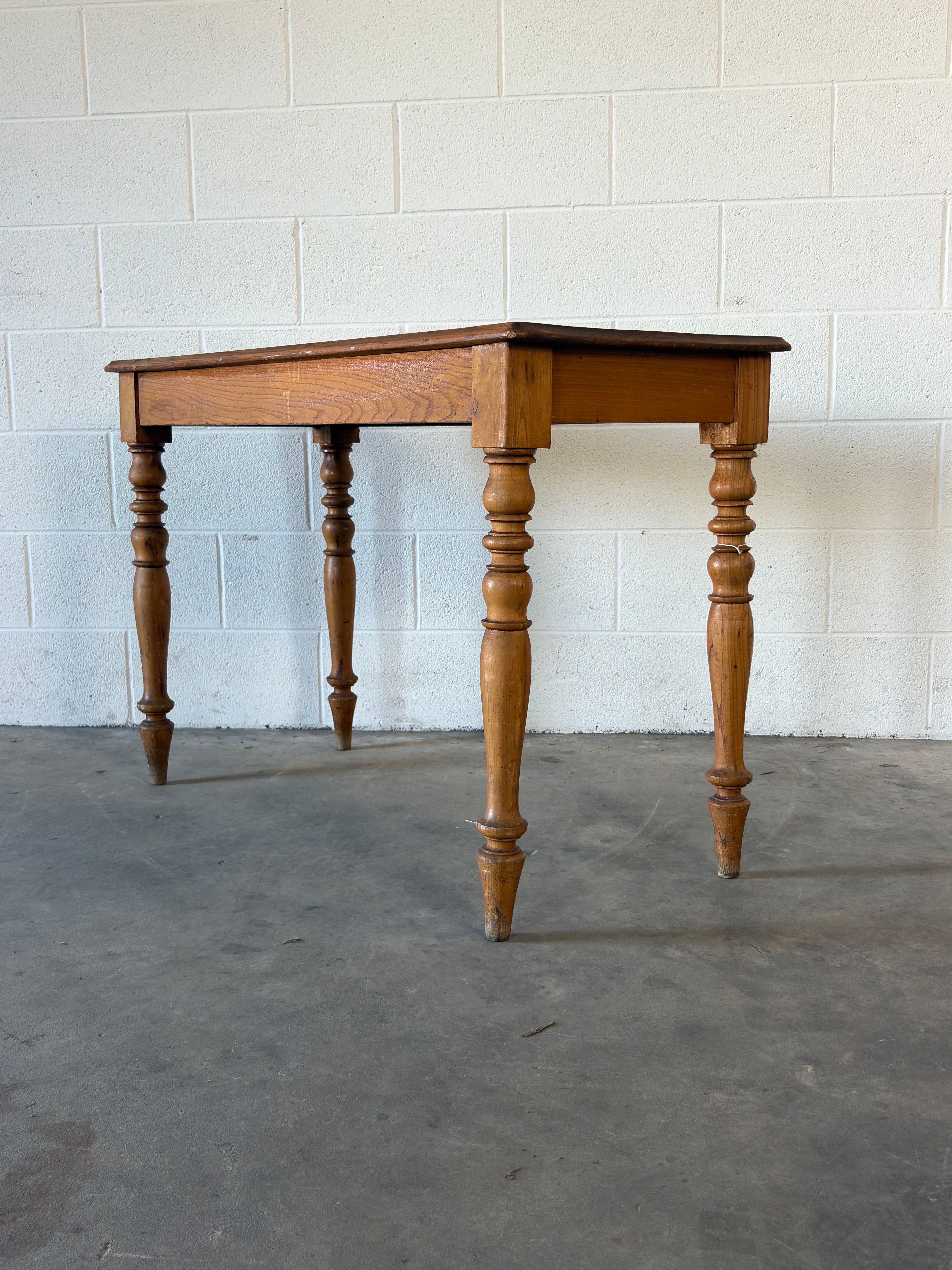 Pine table or desk with turned legs