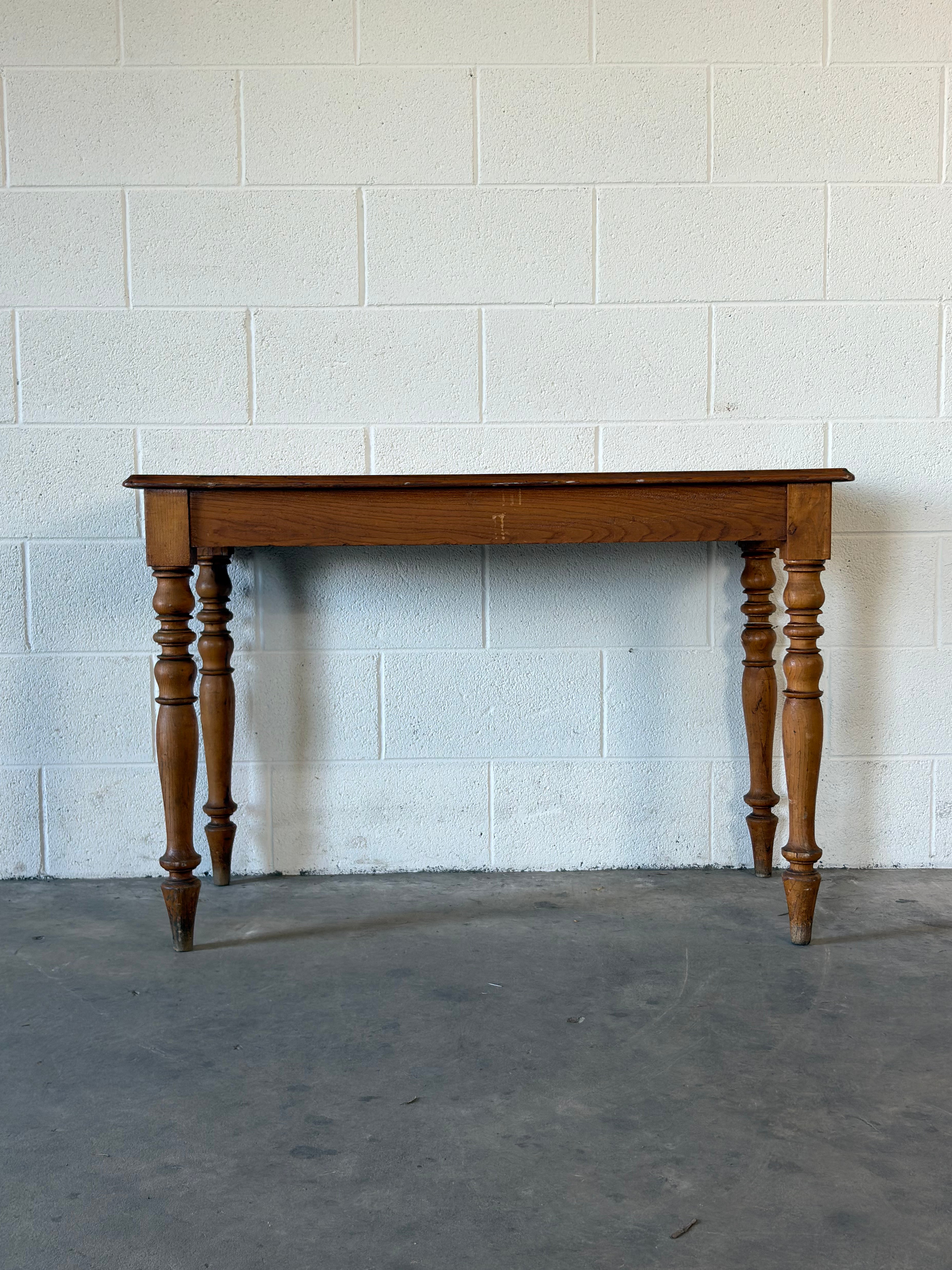 Pine table or desk with turned legs