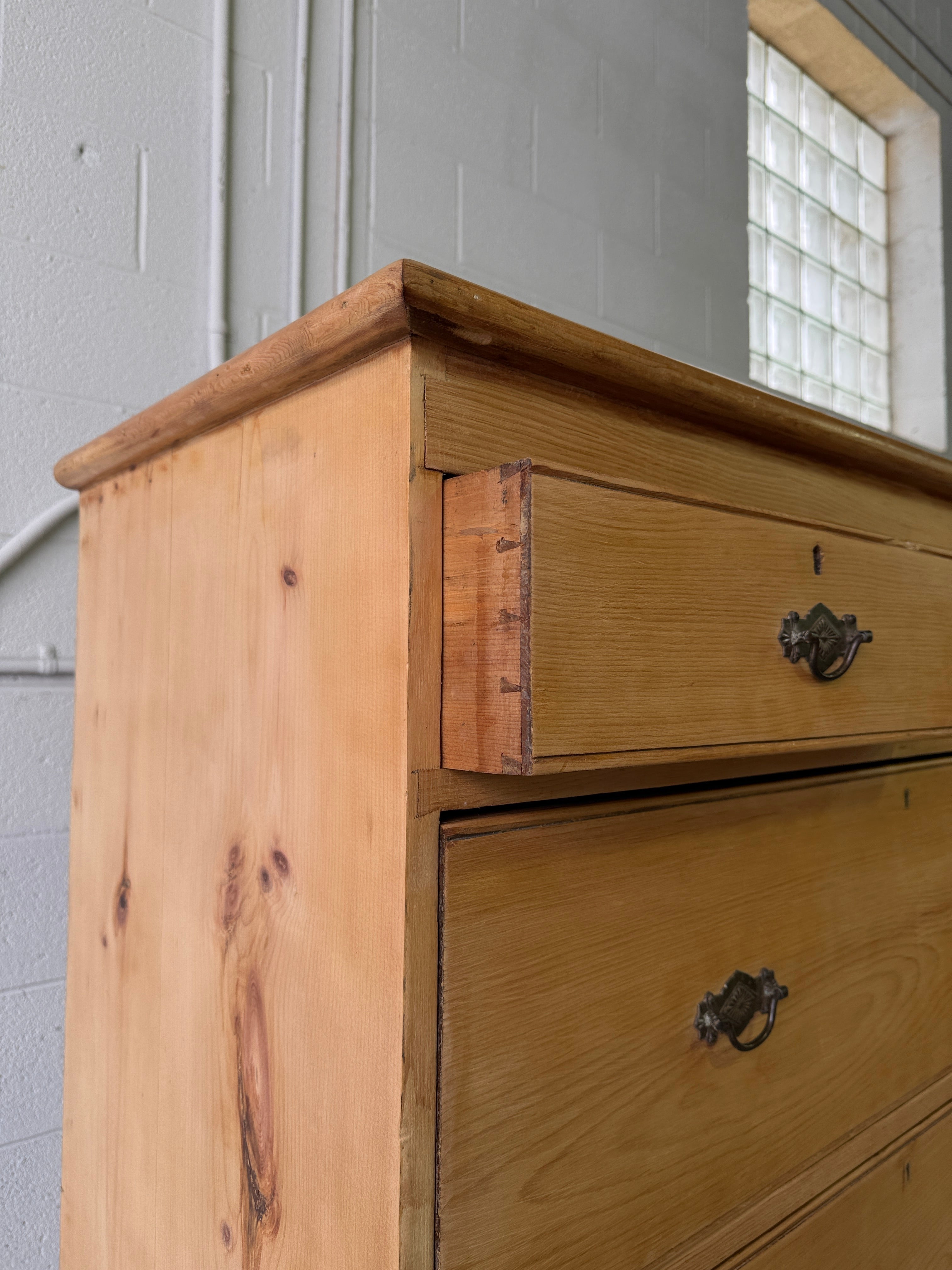 Tall set of antique pine drawers