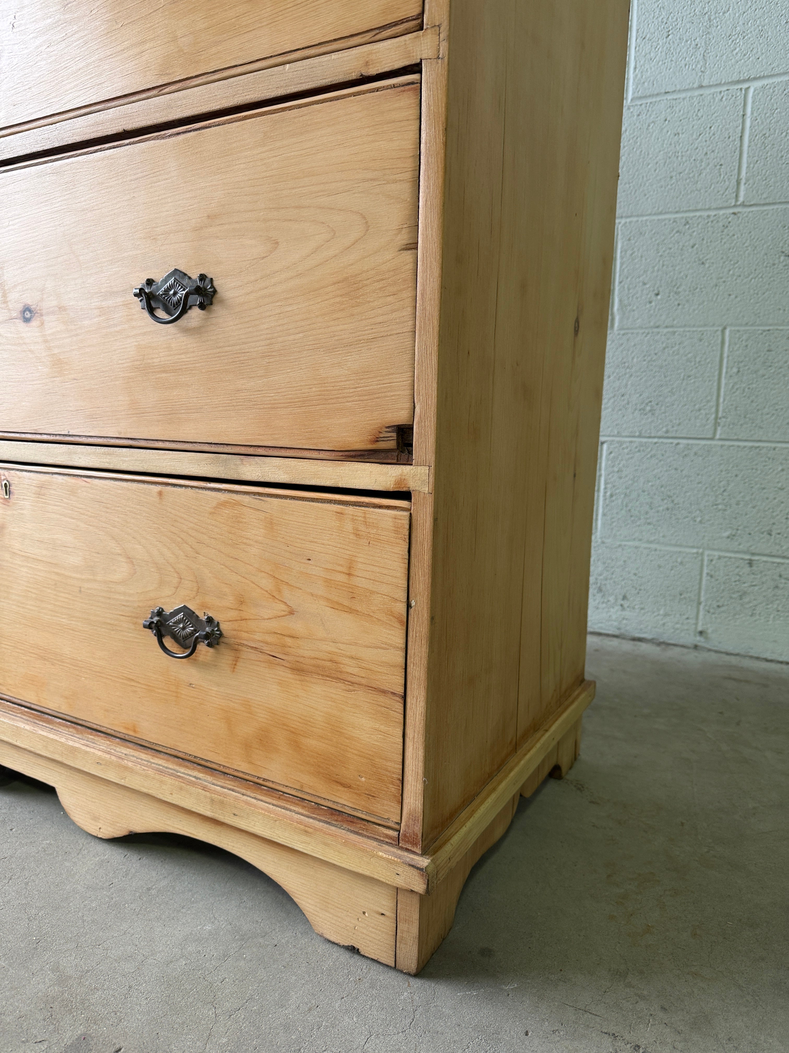 Tall set of antique pine drawers