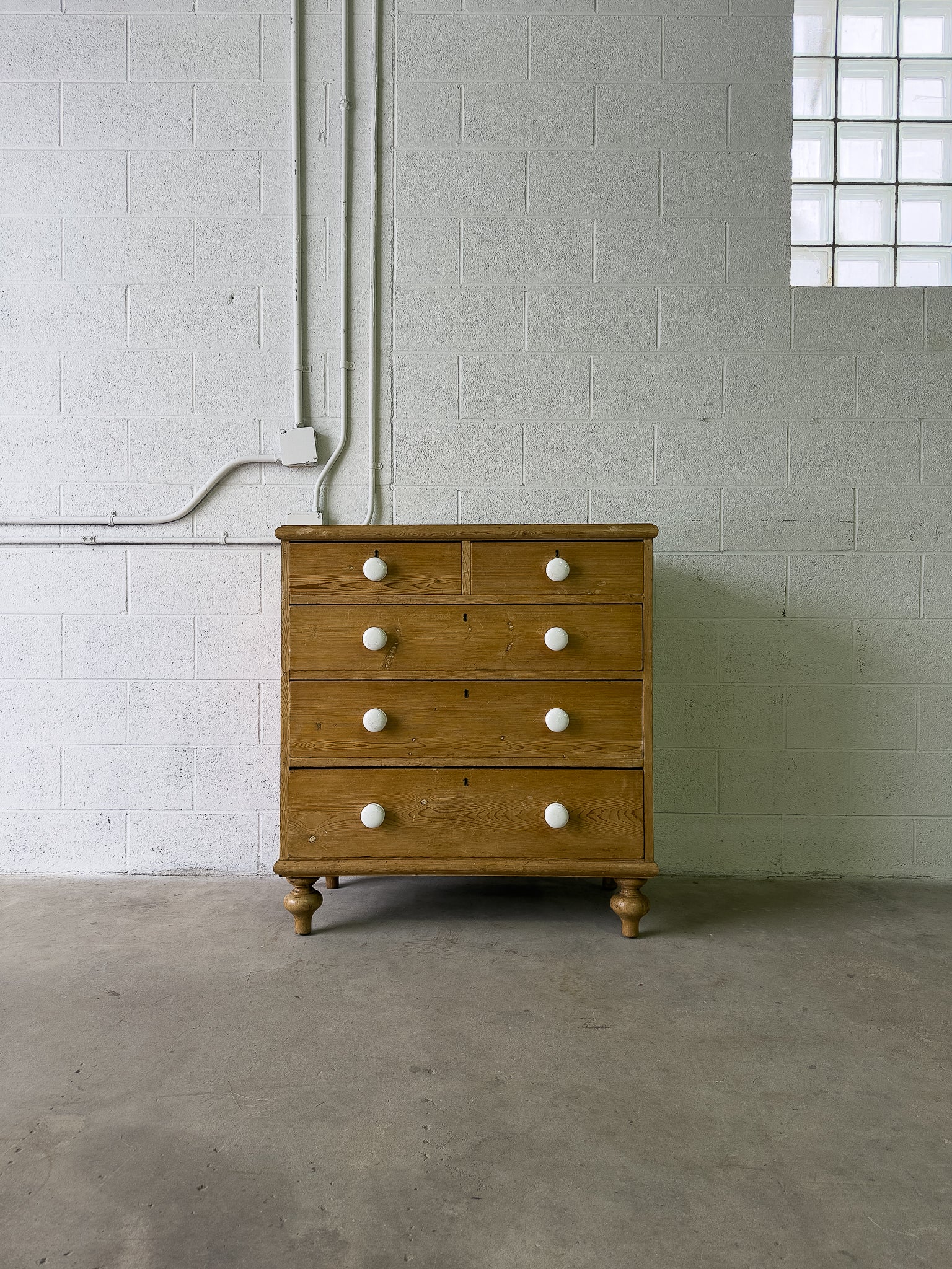 Victorian pine drawers with original ceramic knobs