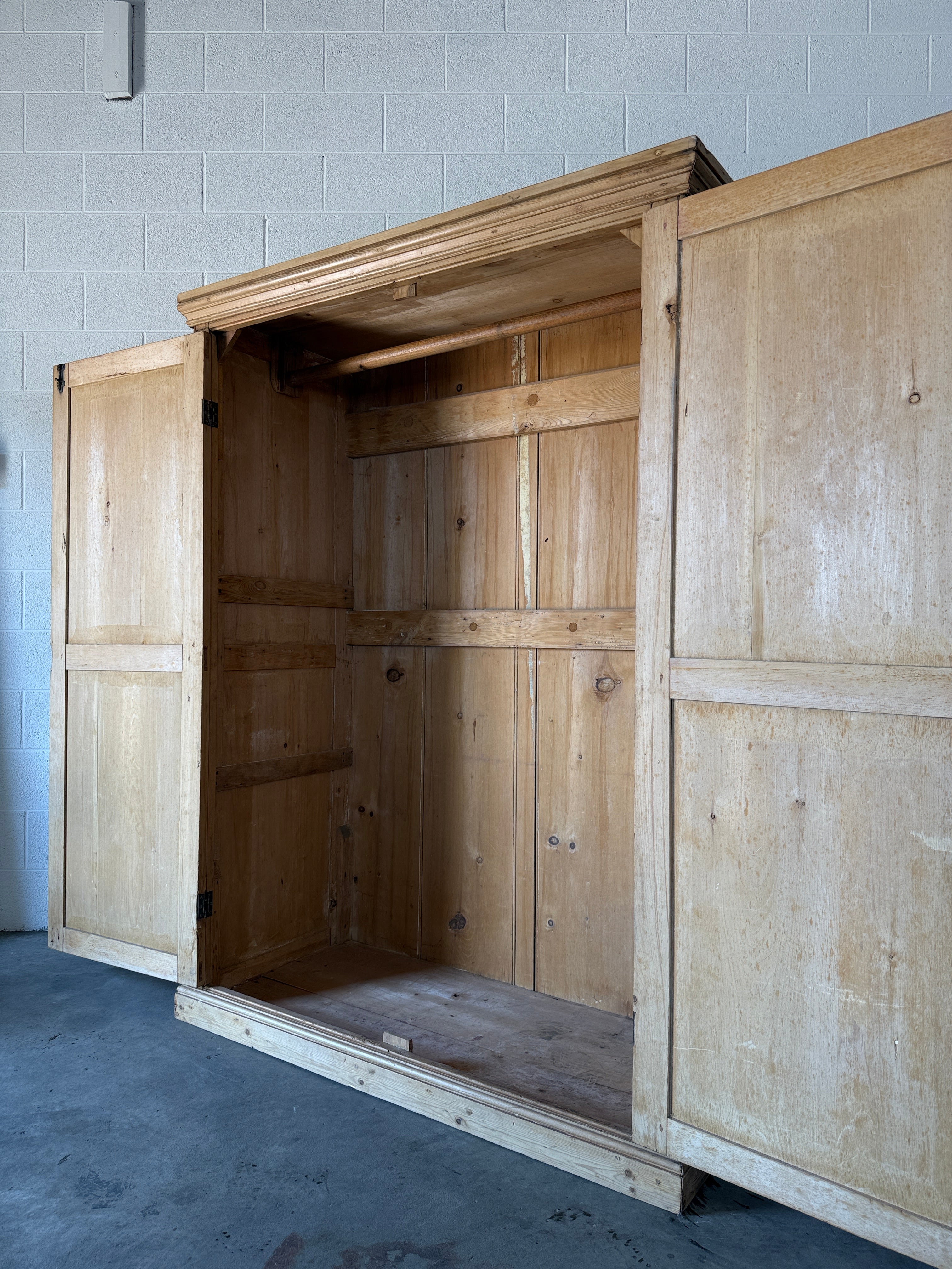 Simple Two Door Antique Pine Wardrobe