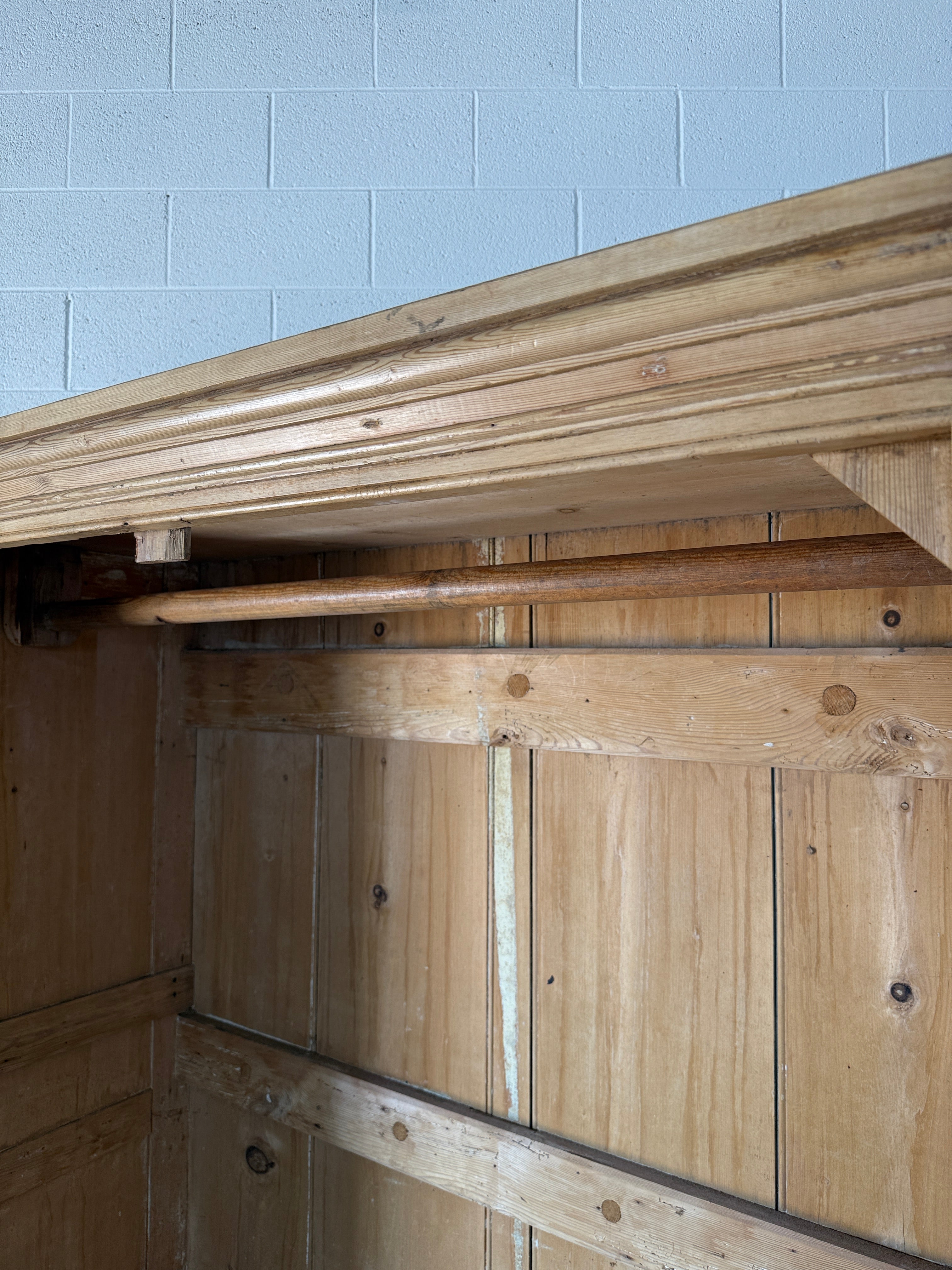 Simple Two Door Antique Pine Wardrobe
