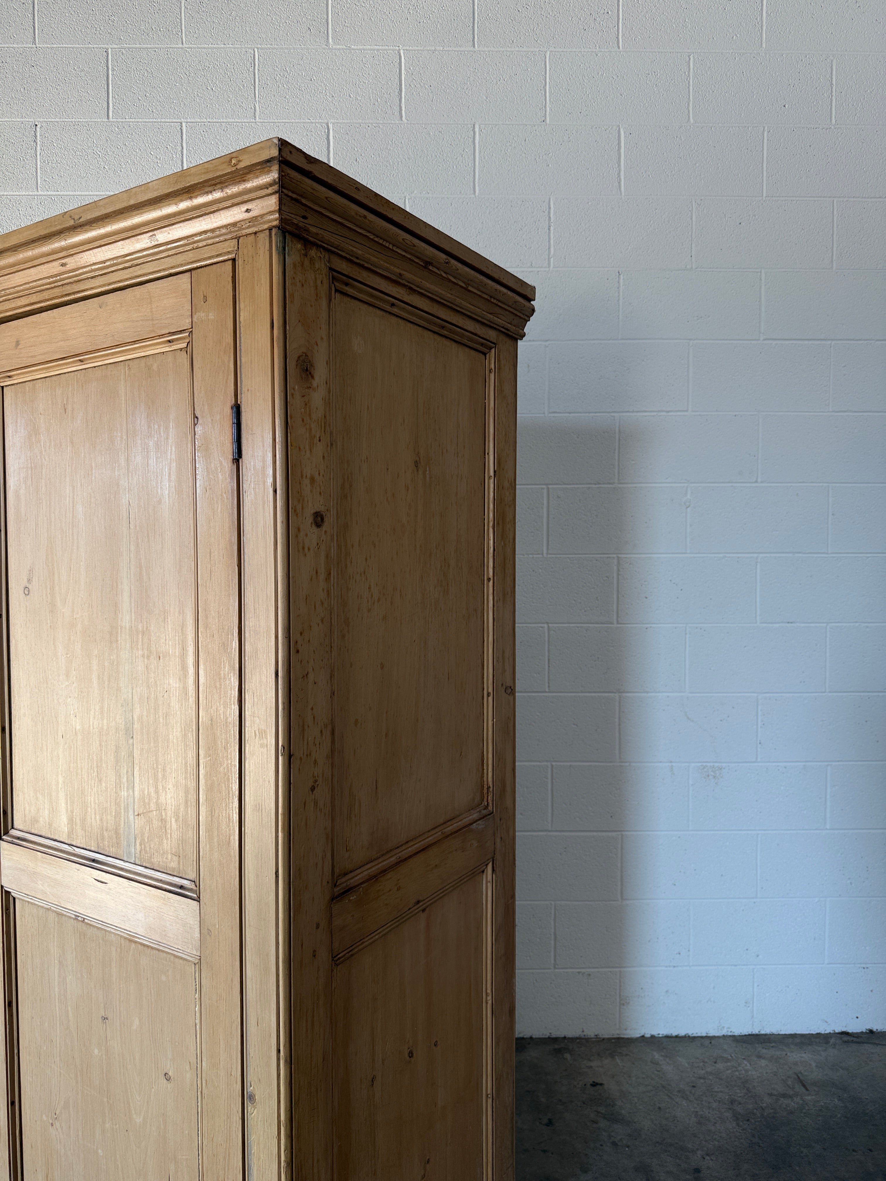 Simple Two Door Antique Pine Wardrobe