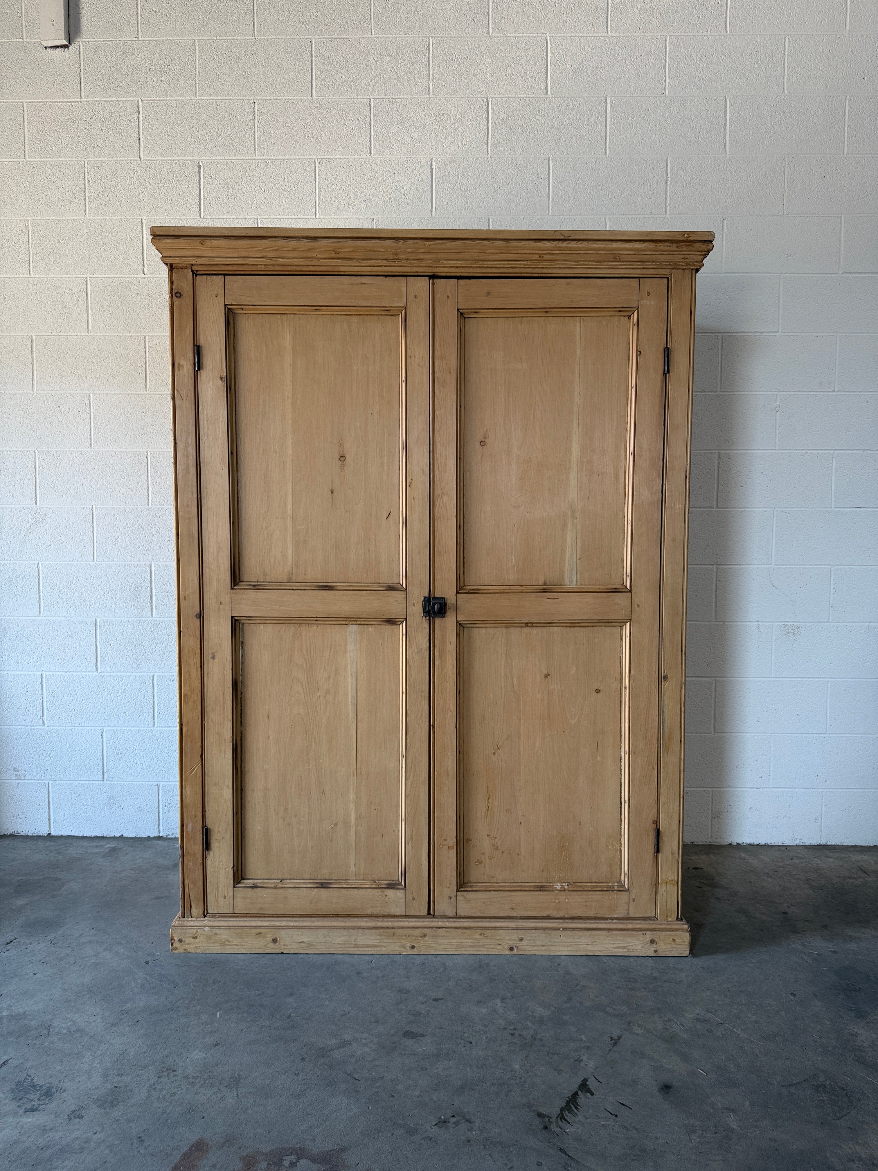 Simple Two Door Antique Pine Wardrobe