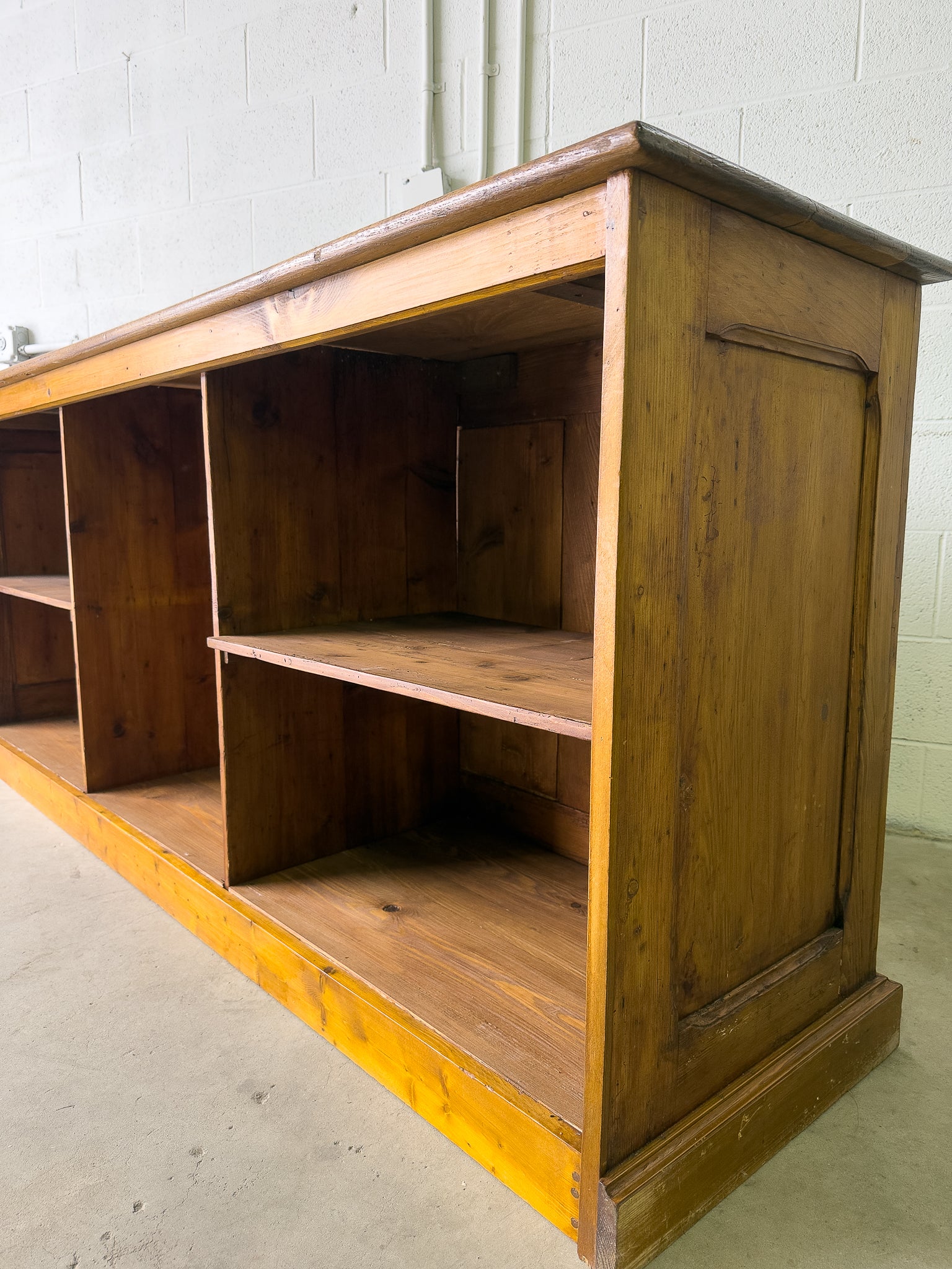 Antique french wooden shop counter