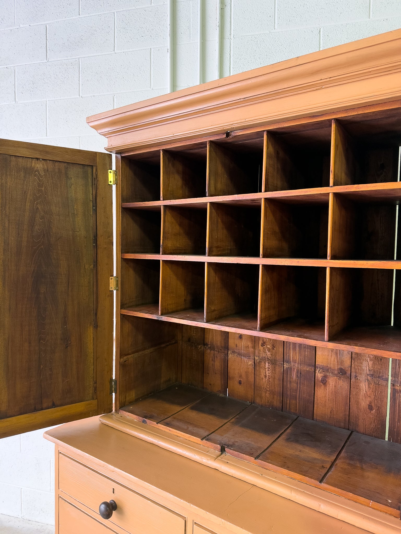 Painted antique pine housekeepers cupboard