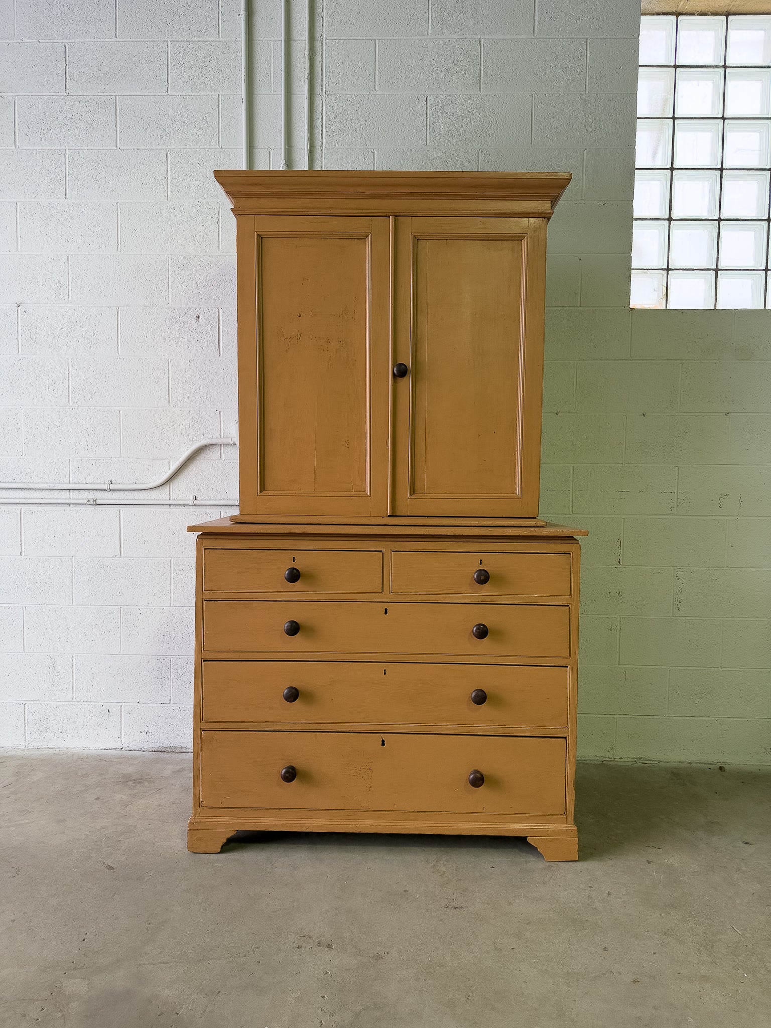 Painted antique pine housekeepers cupboard