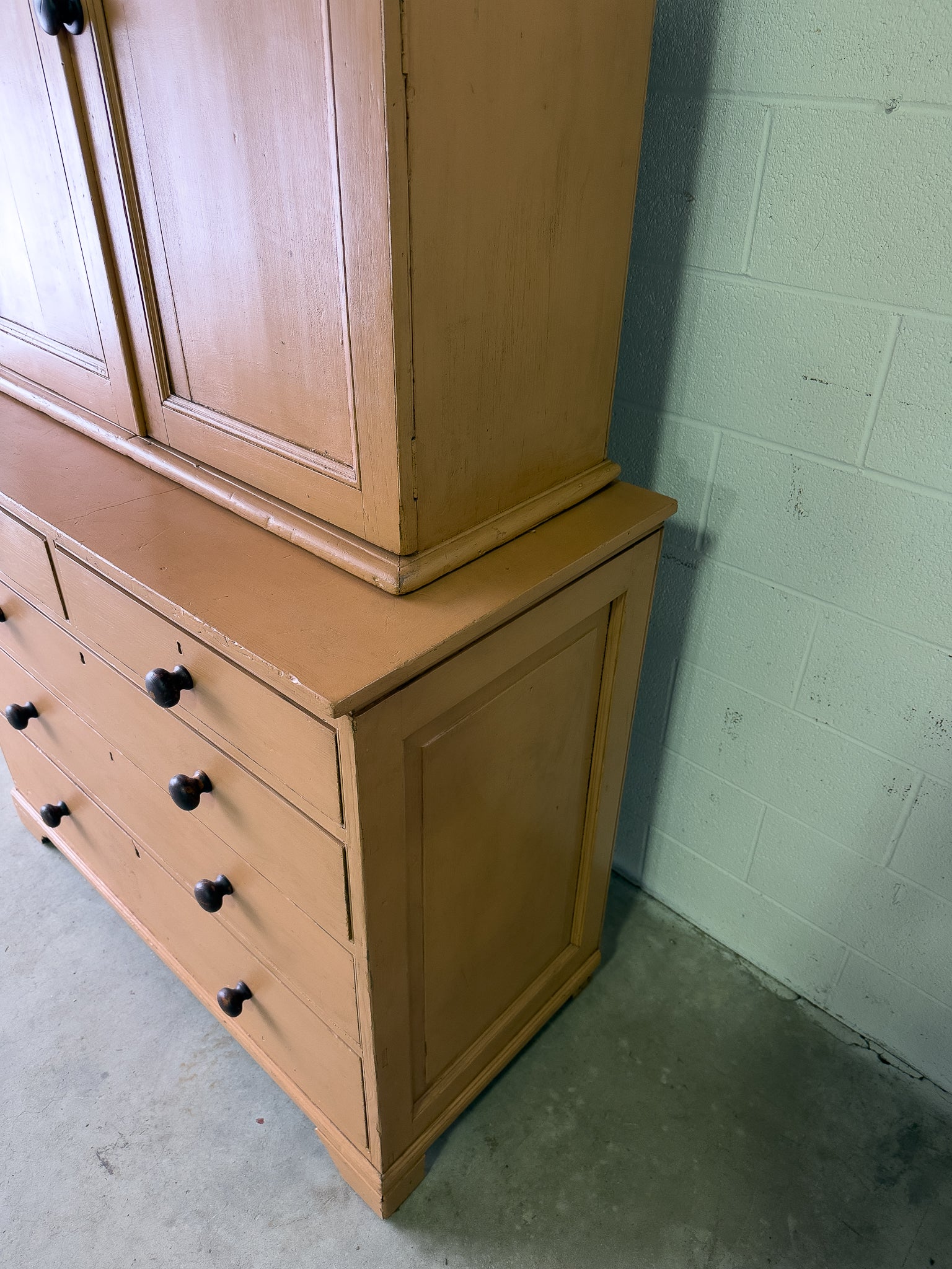 Painted antique pine housekeepers cupboard