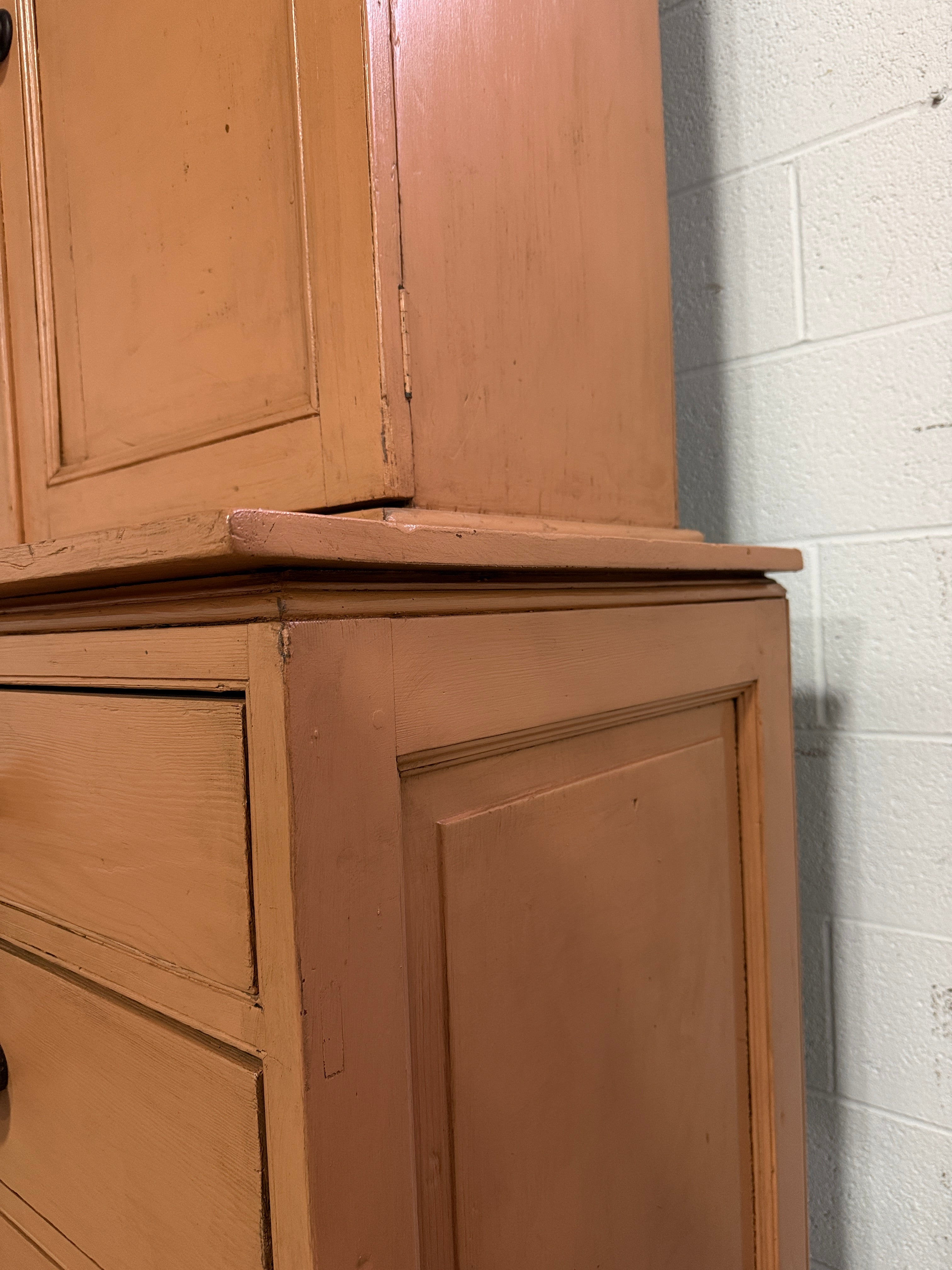 Painted antique pine housekeepers cupboard