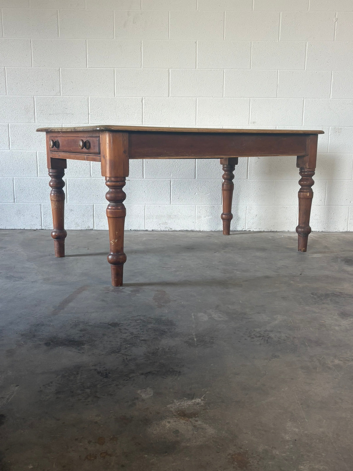 Victorian Pine Table with an End Drawer