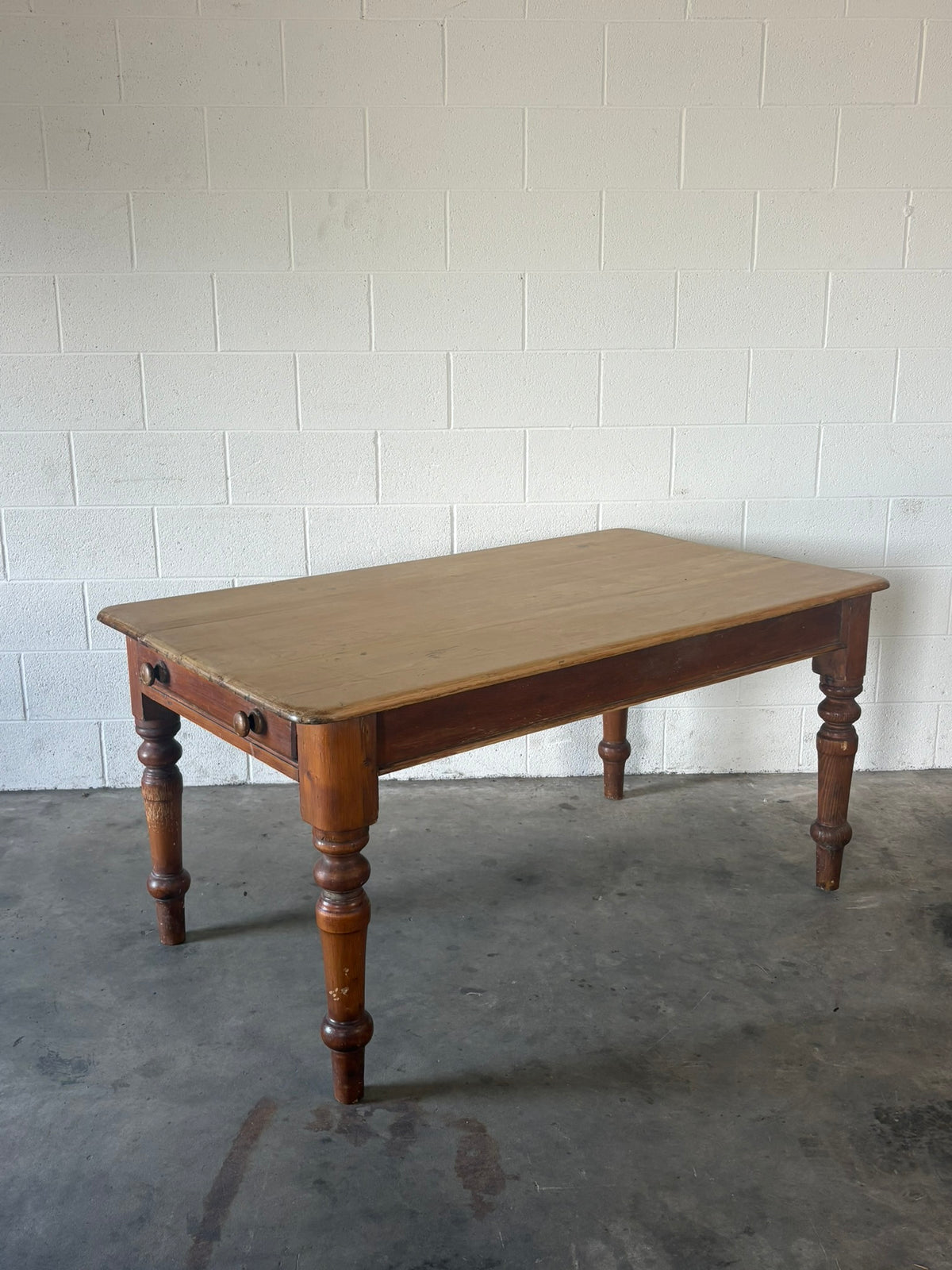 Victorian Pine Table with an End Drawer