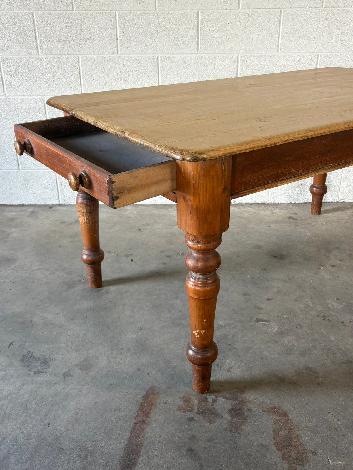 Victorian Pine Table with an End Drawer
