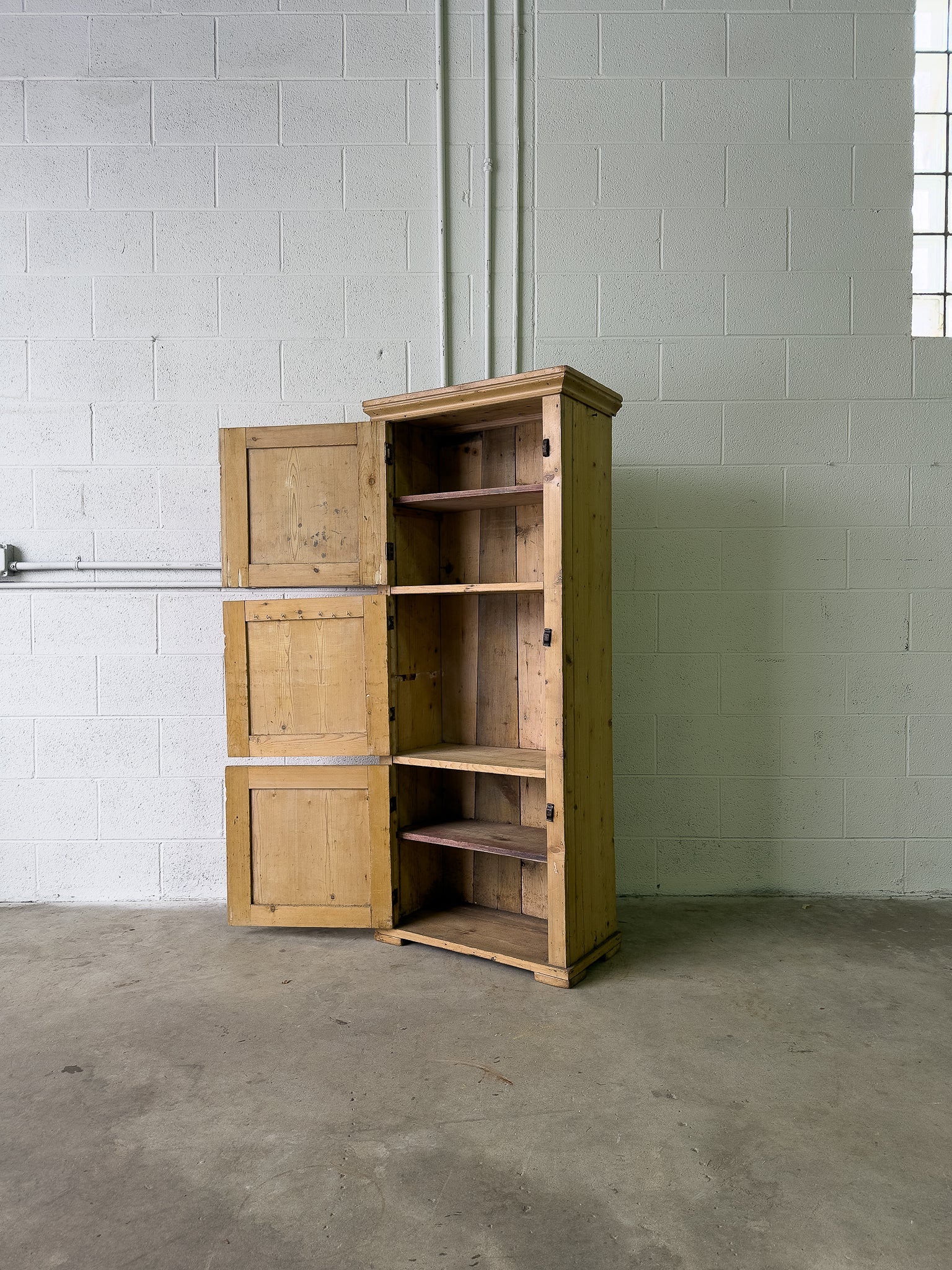 3 door antique pine cupboard