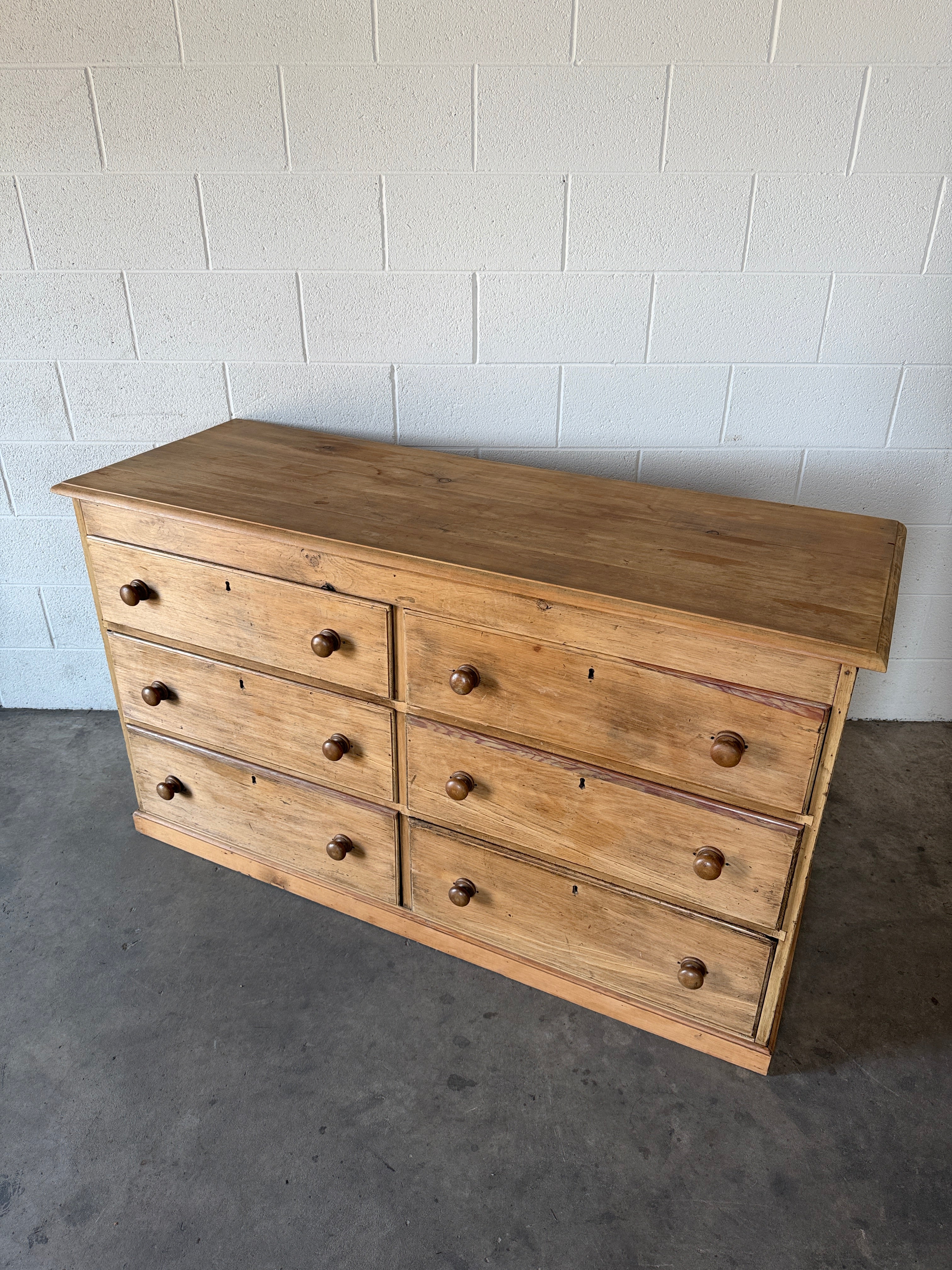 Chest of 6 English pine drawers