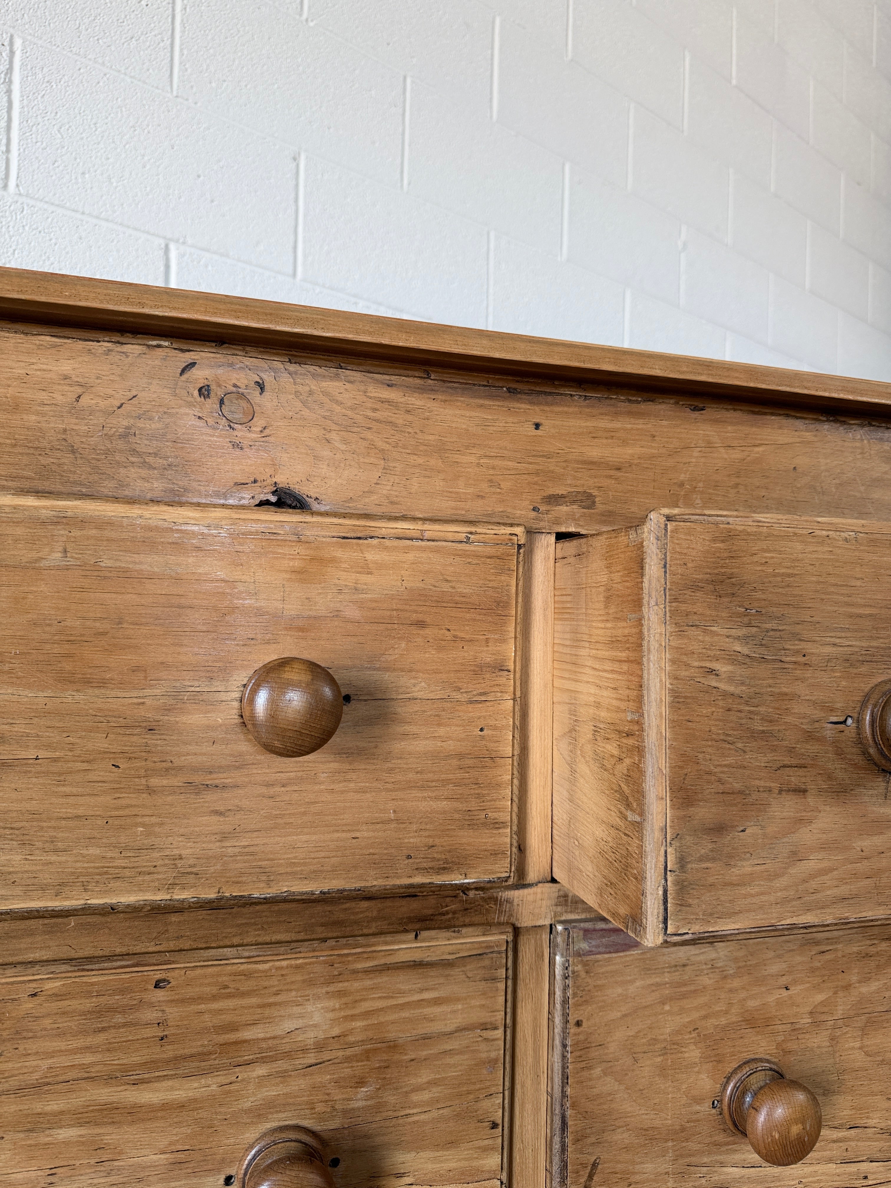 Chest of 6 English pine drawers