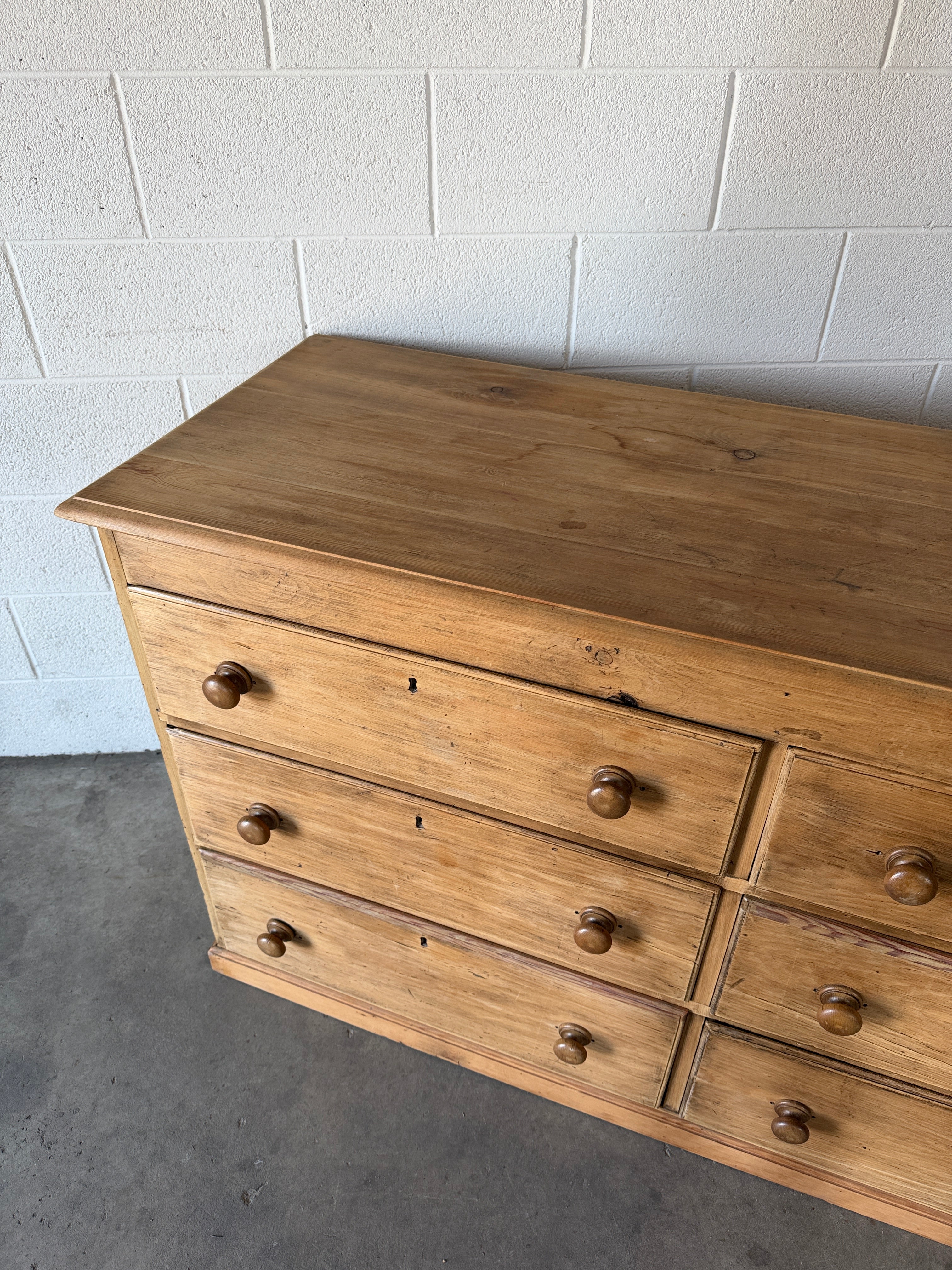 Chest of 6 English pine drawers