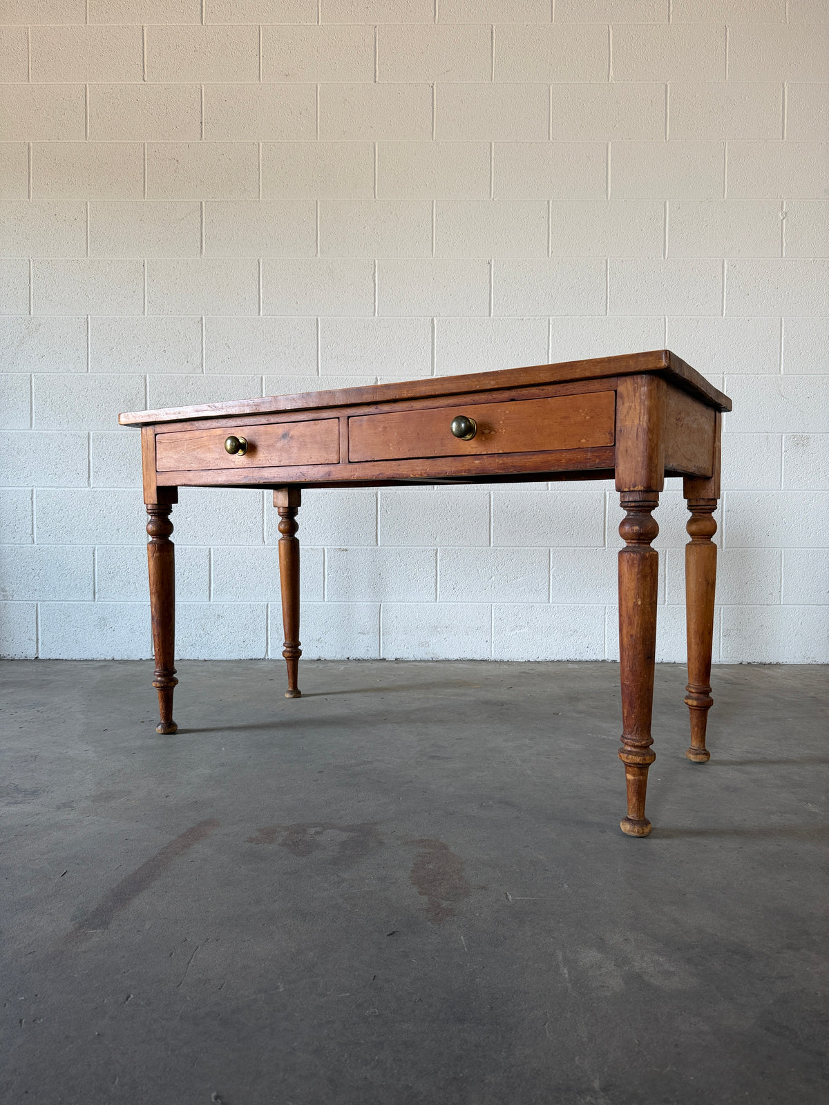 English Pine Side Table with Faux Drawers