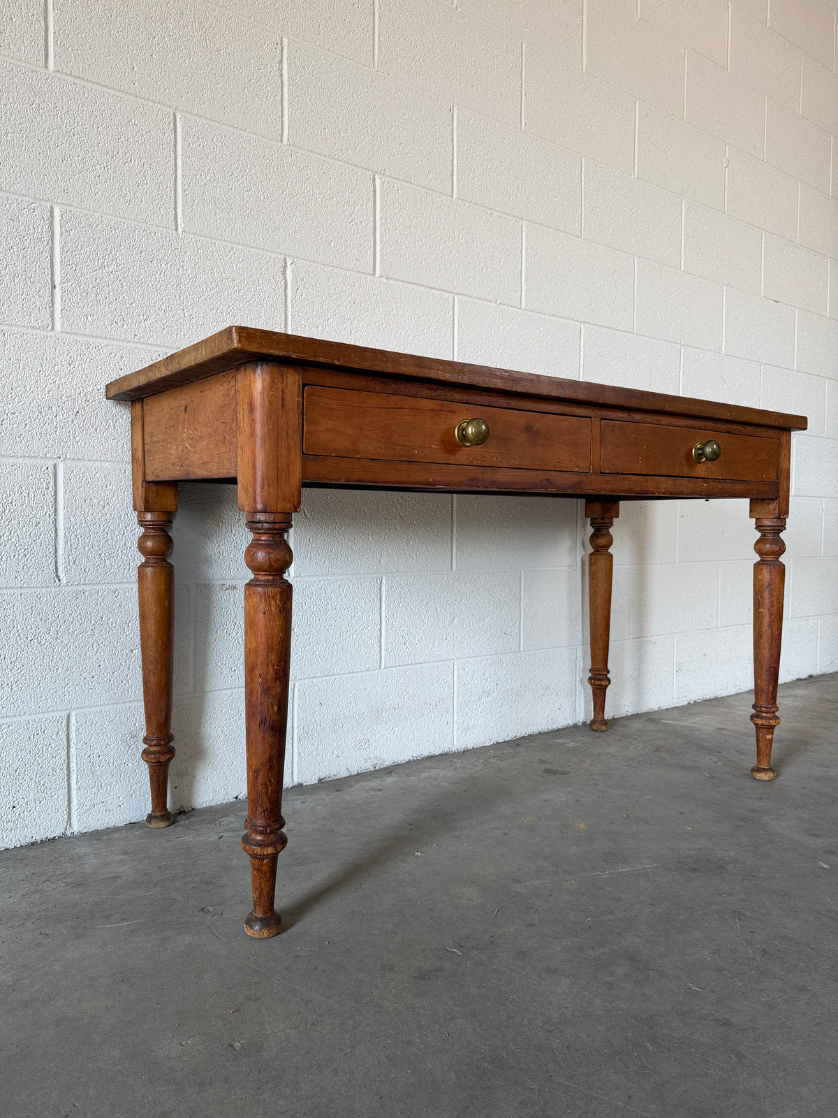 English Pine Side Table with Faux Drawers