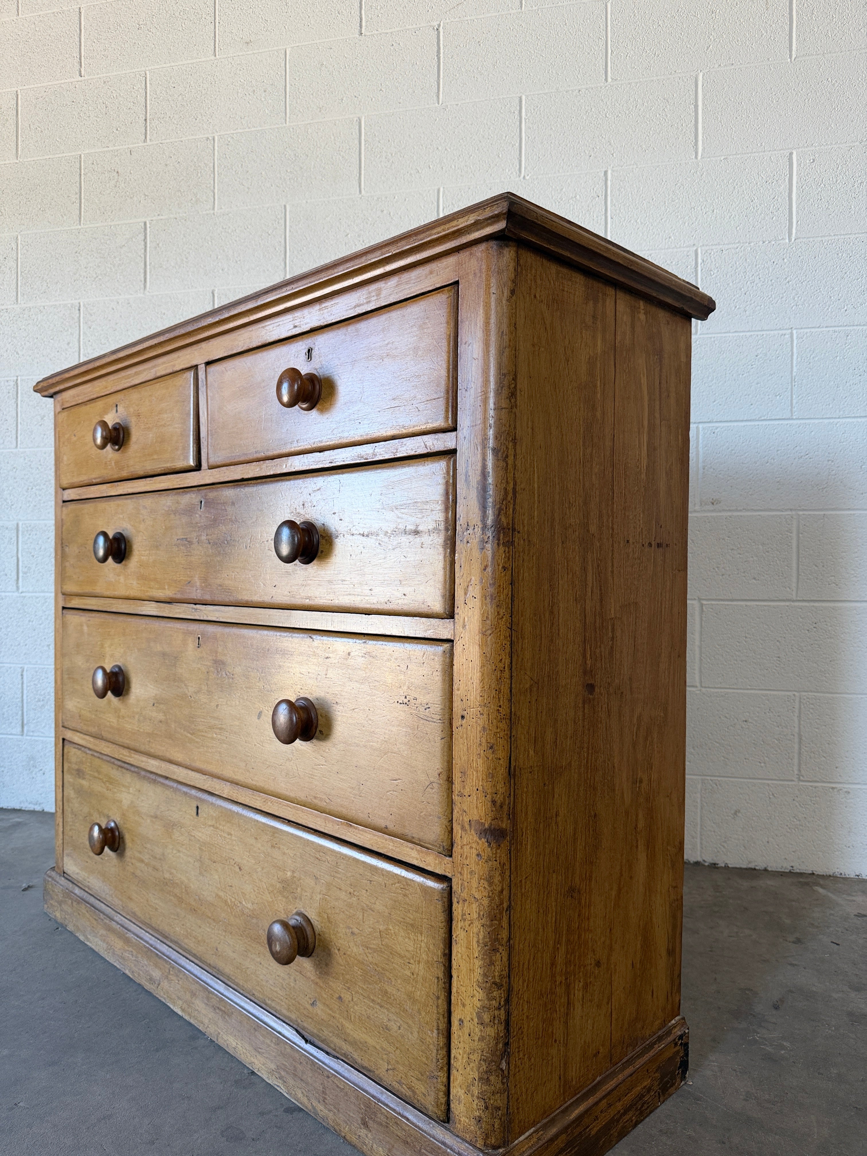 Antique English pine dresser or chest of drawers