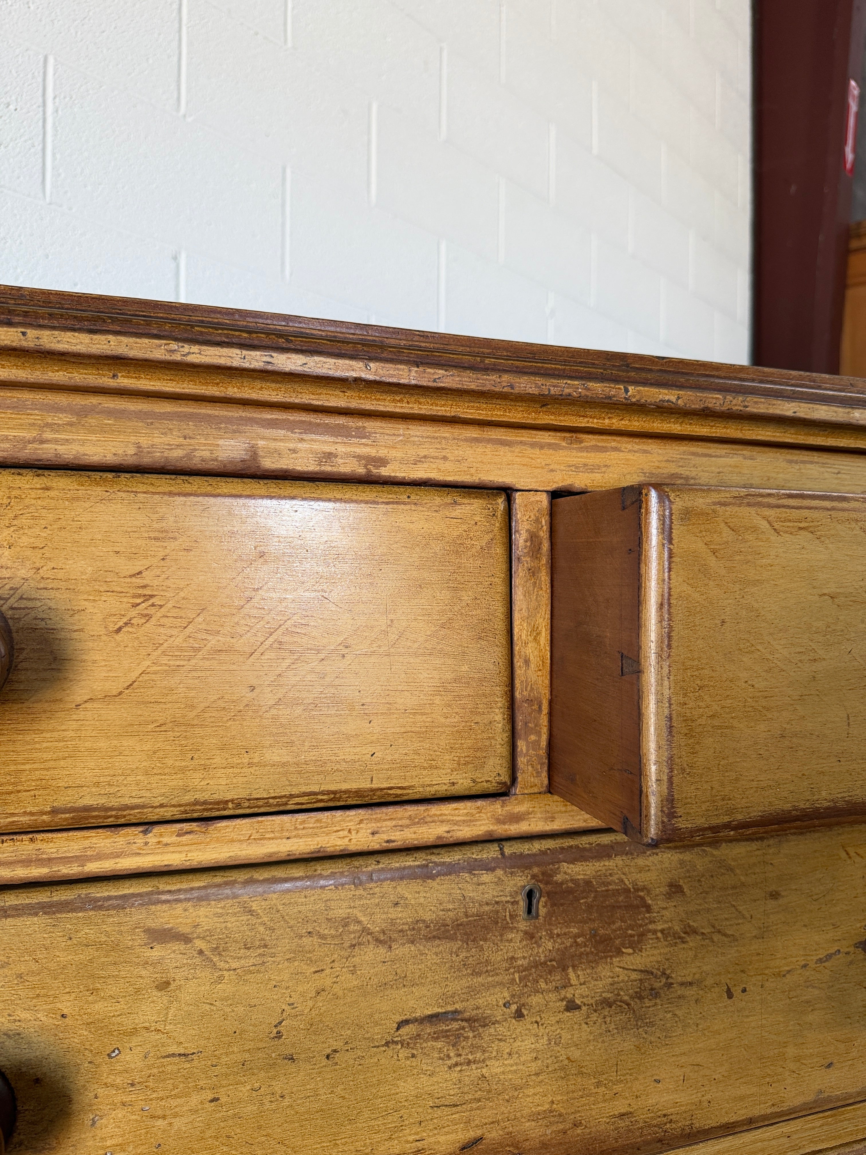 Antique English pine dresser or chest of drawers
