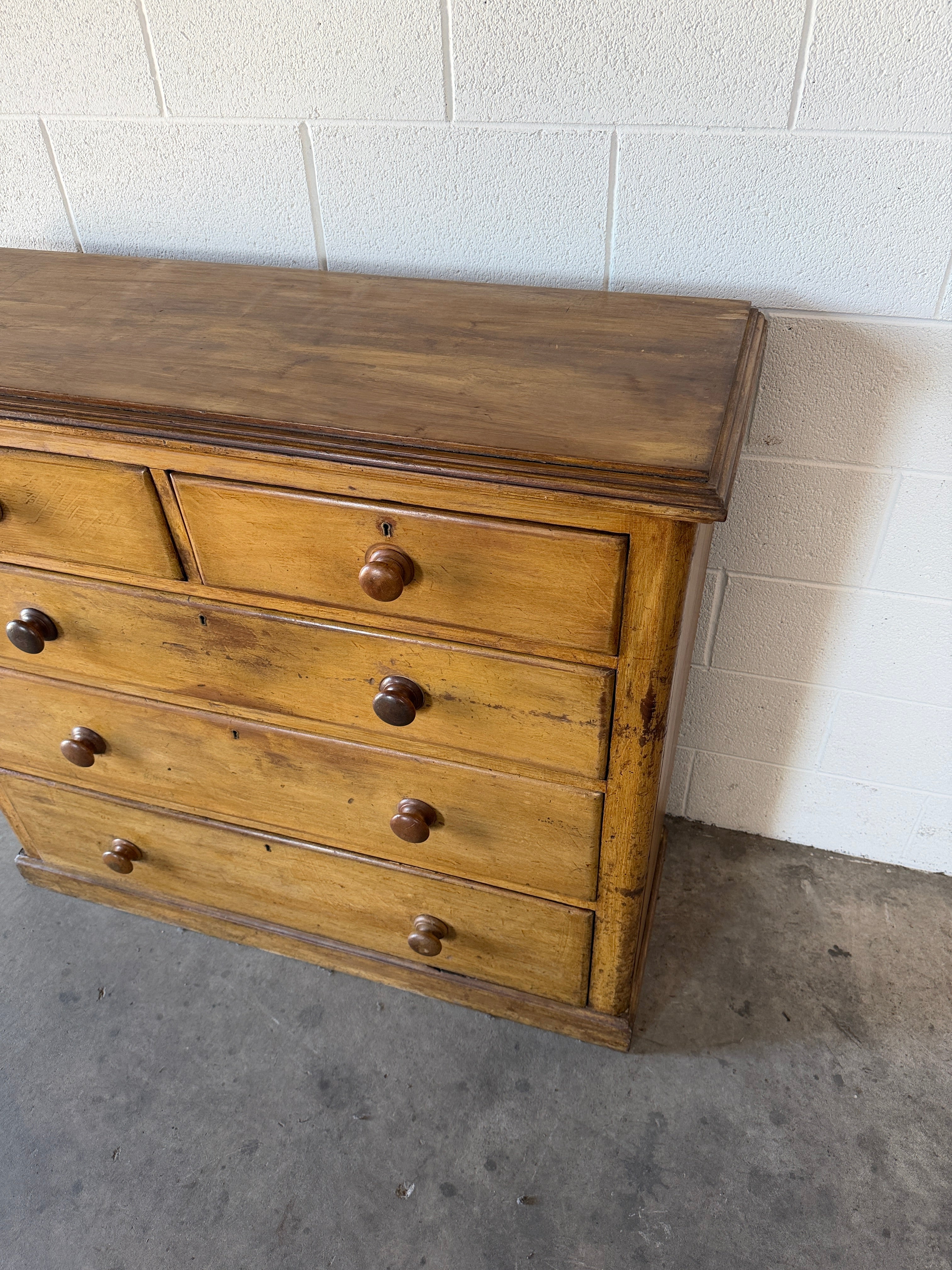 Antique English pine dresser or chest of drawers