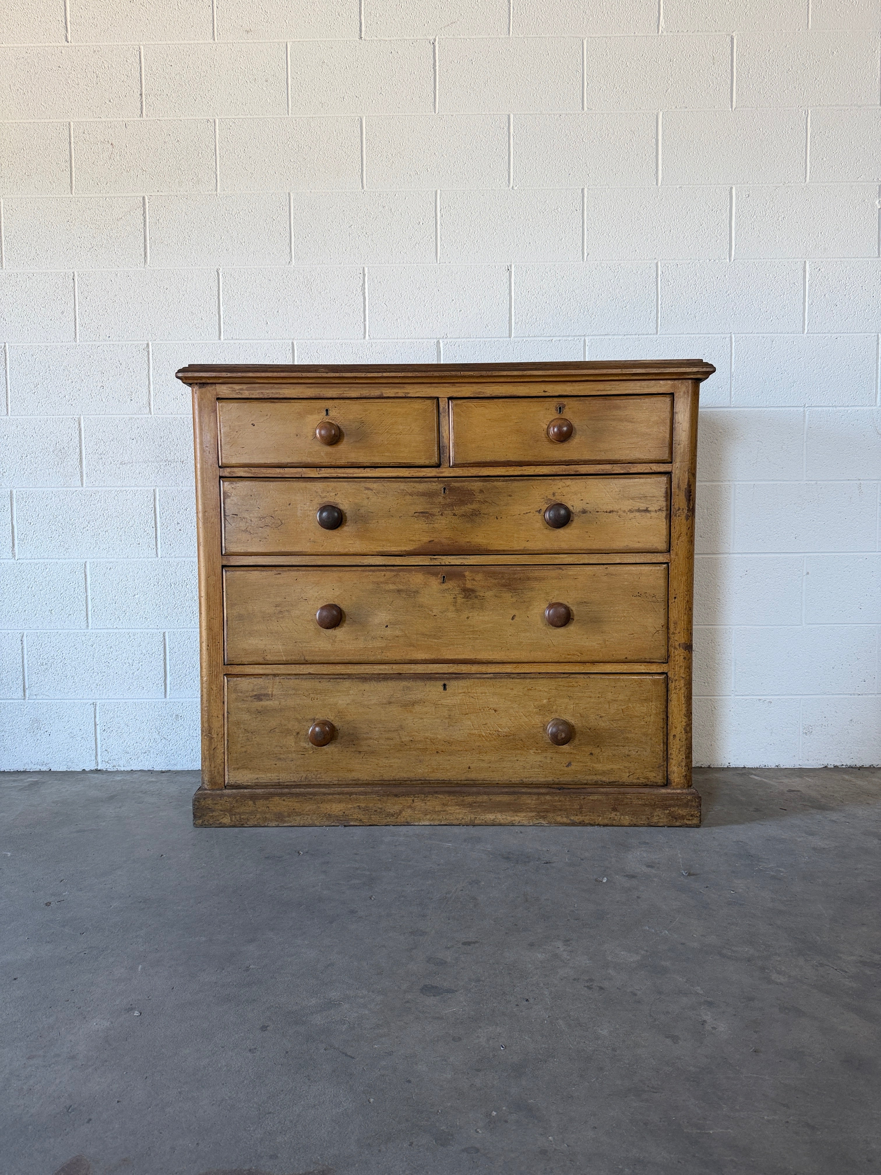 Antique English pine dresser or chest of drawers